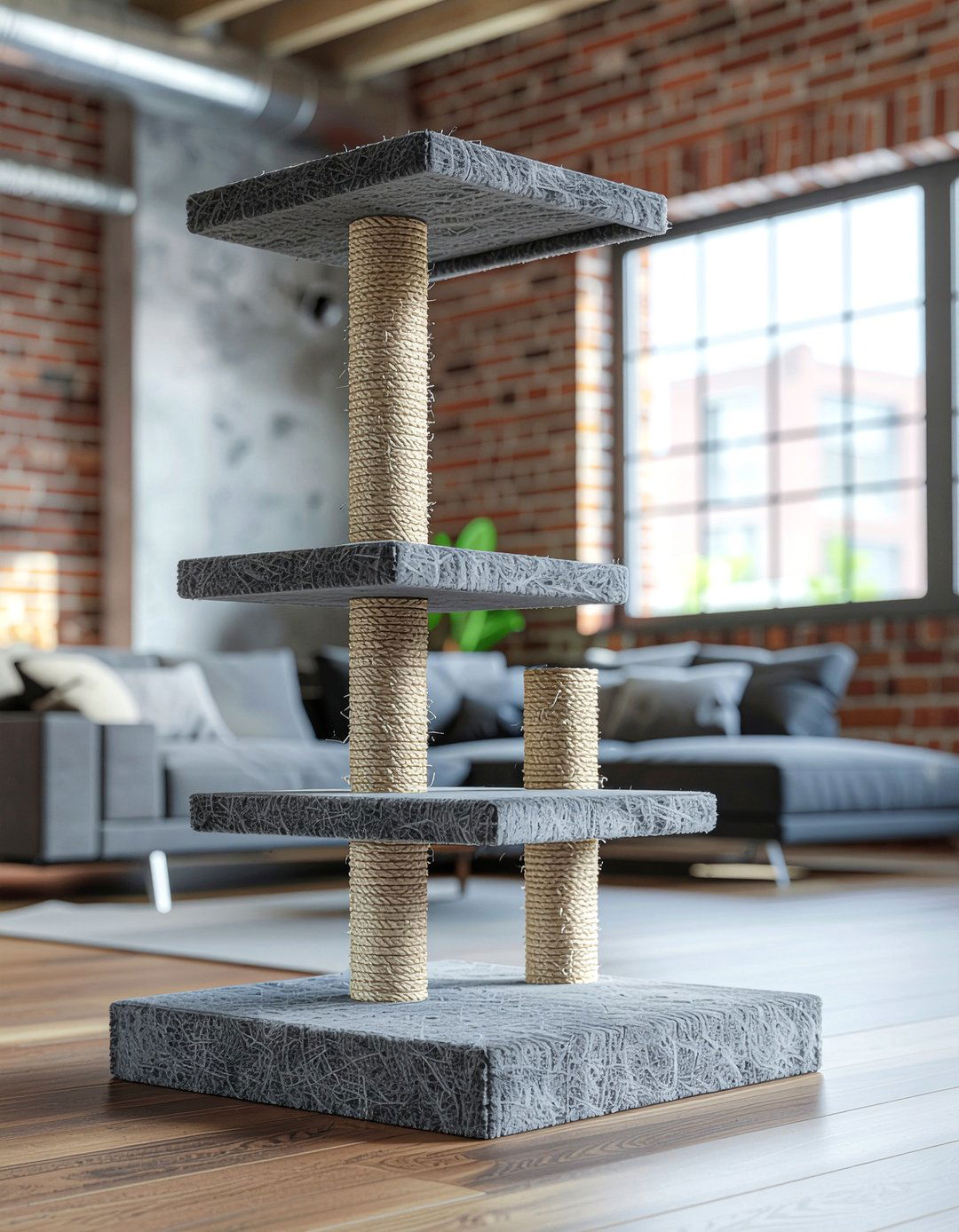 Gray Felt Cat Tree - 30 cat tree living room ideas