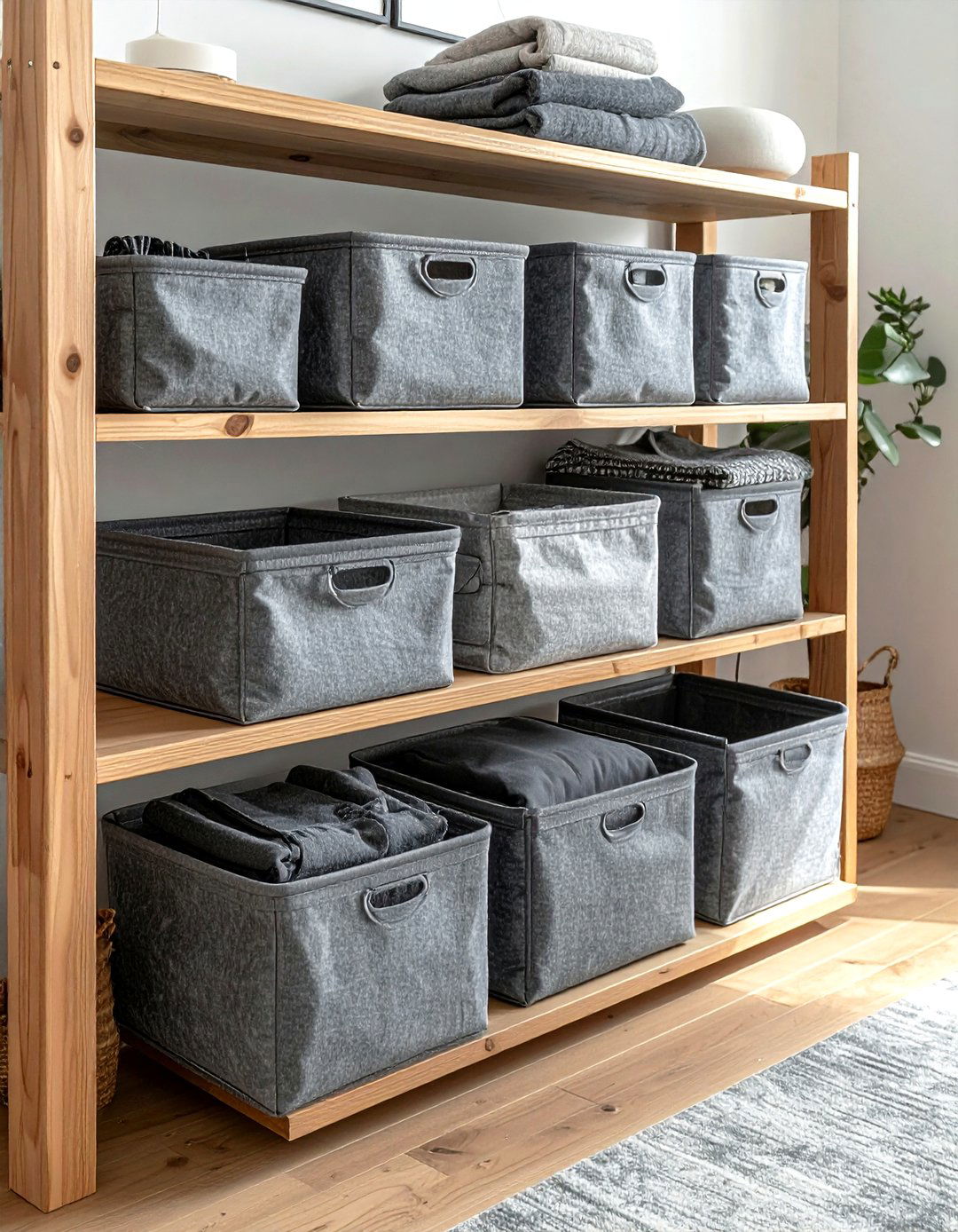 Gray Felt Storage Bin - 30 gray bathroom accessories ideas