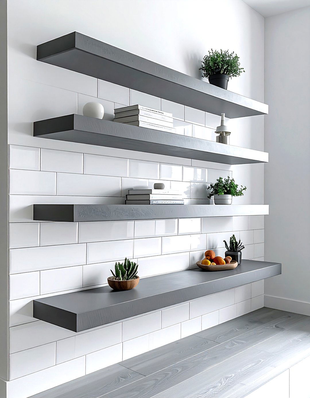 Gray Floating Shelf - 30 gray bathroom furniture ideas