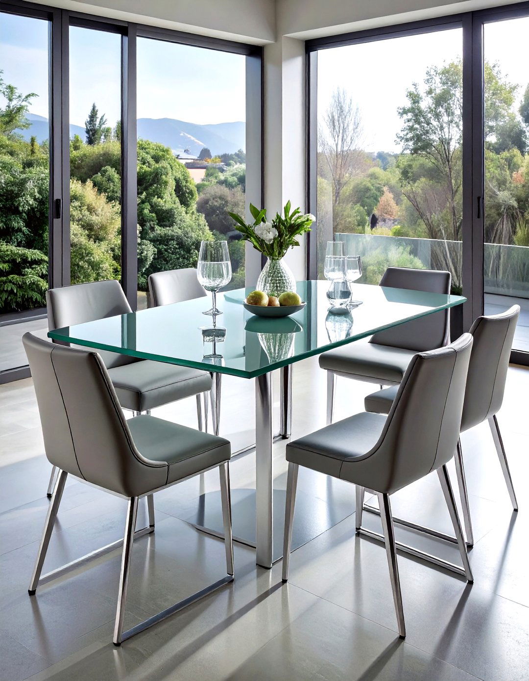 Gray Glass Dining Table - 30 gray dining room furniture ideas