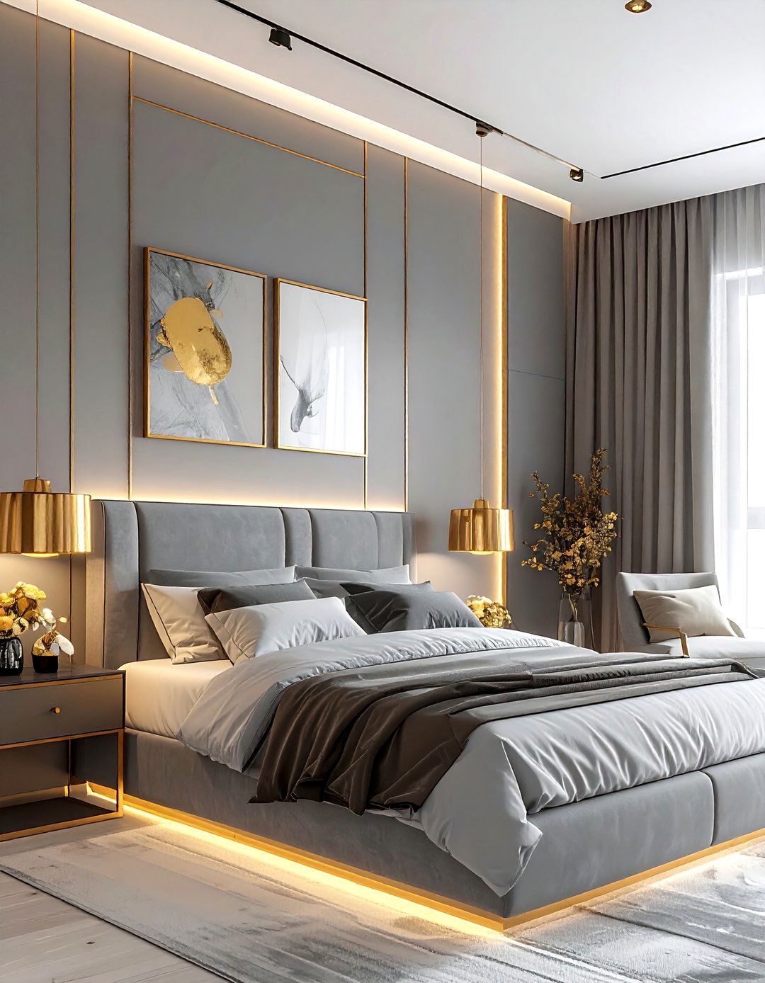 Gray Gold Decor - 30 contemporary gray bedroom ideas