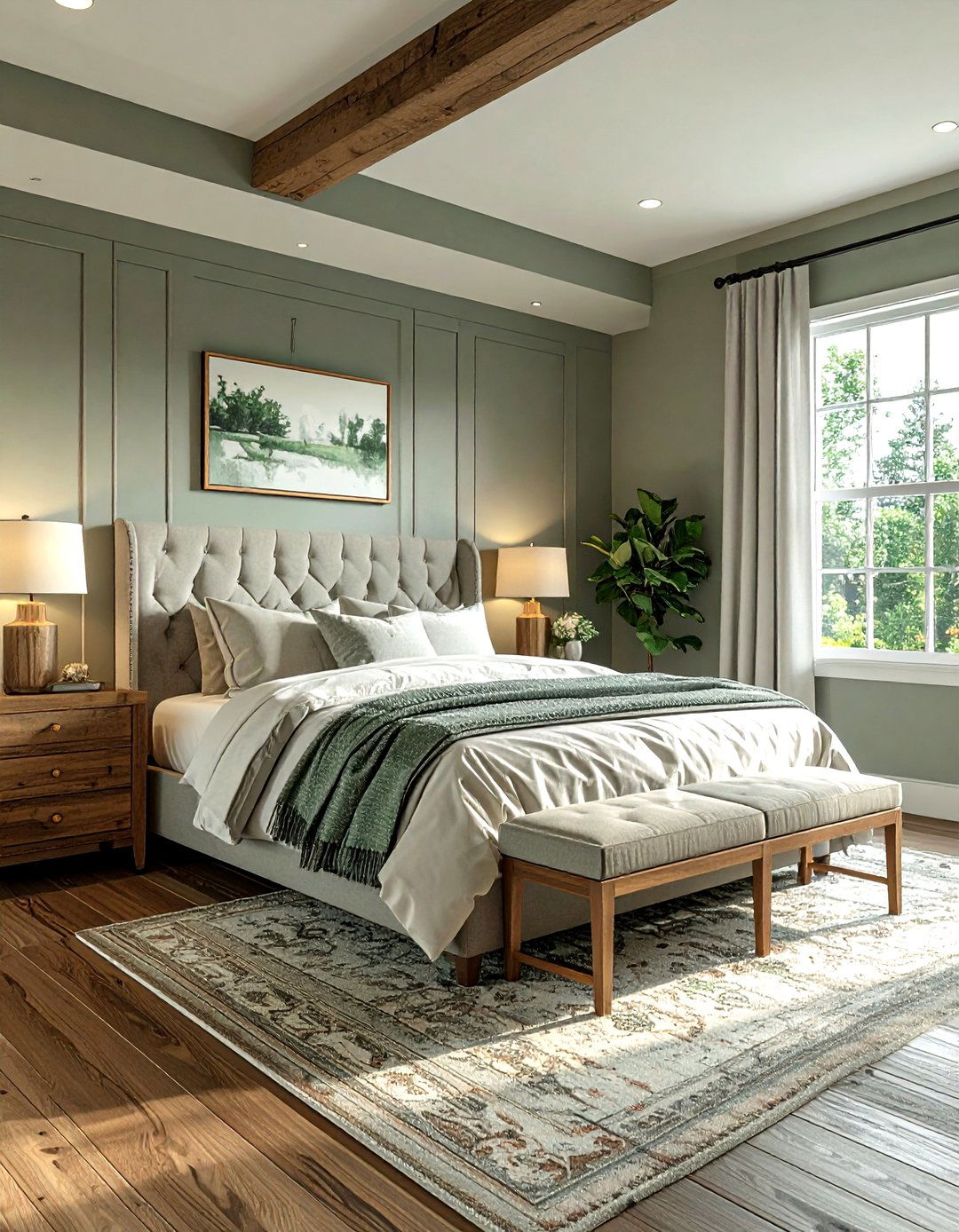 Gray Green Neutral Bedroom - 30 farmhouse green bedroom ideas
