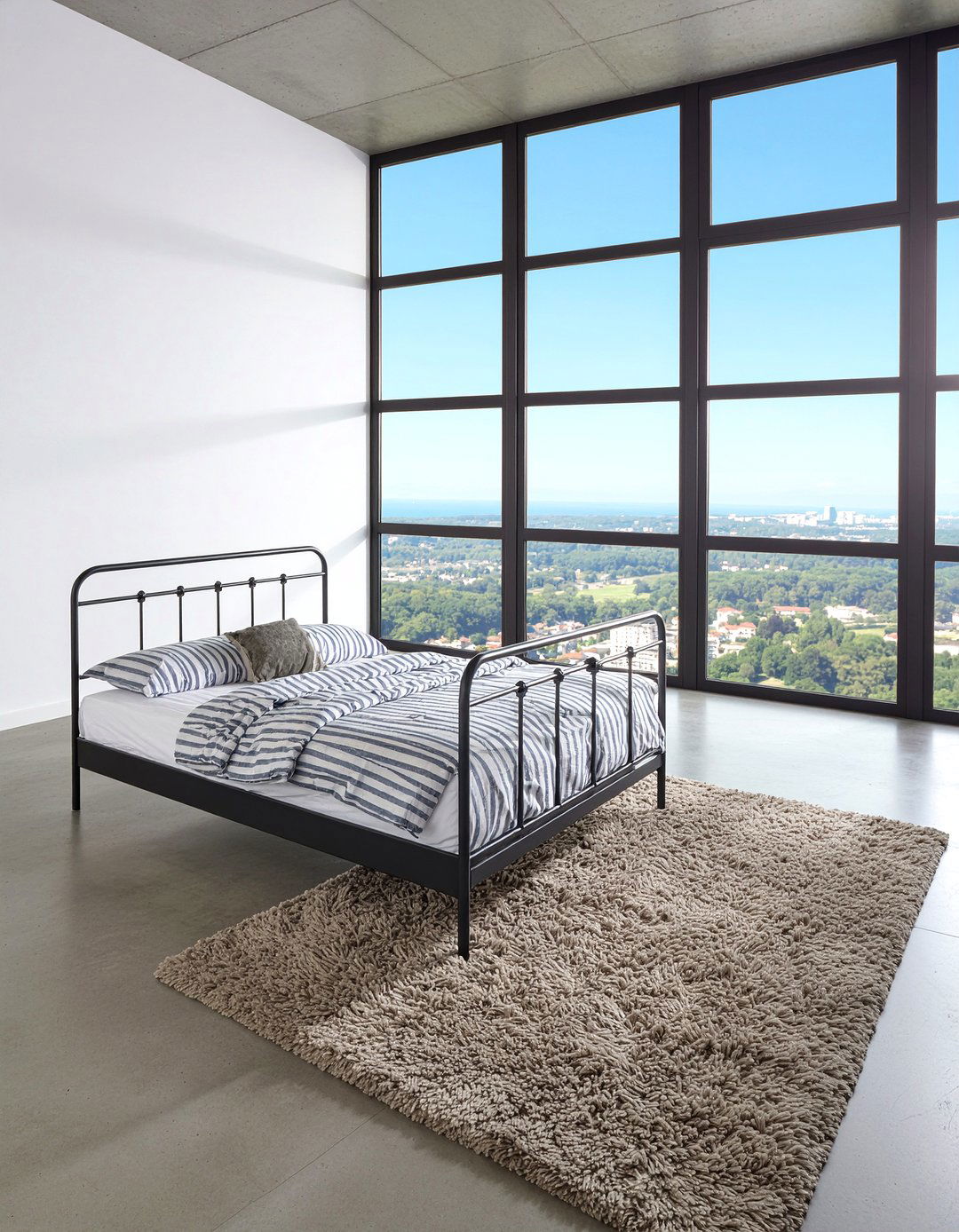 Gray Industrial Metal Bed Frame - 30 bedroom gray furniture ideas