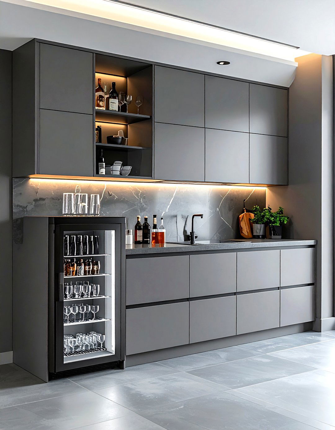 Gray Kitchen Beverage Station - 30 gray kitchen furniture ideas