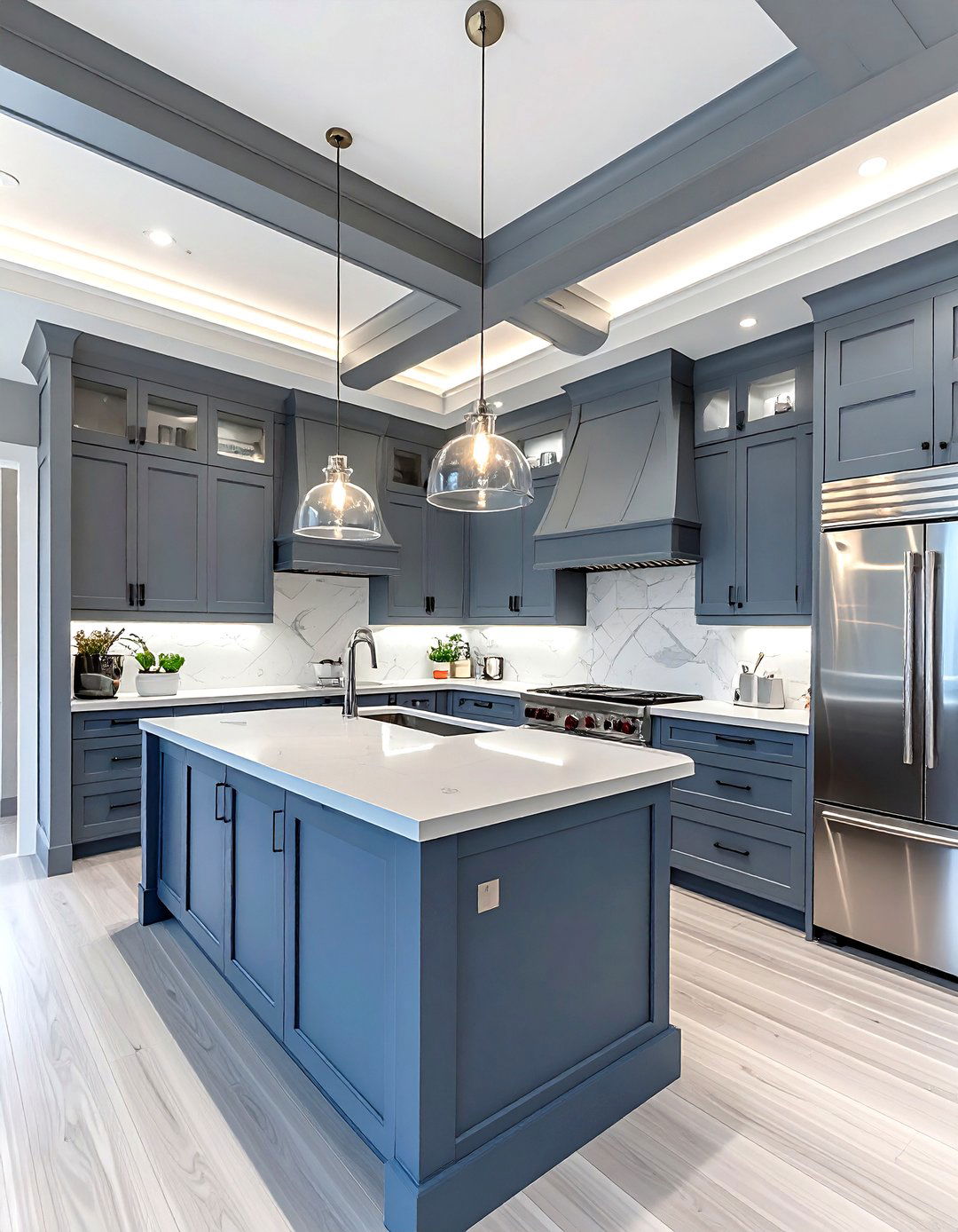 Gray Kitchen Coffered Ceiling - 30 kitchen coffered ceiling ideas