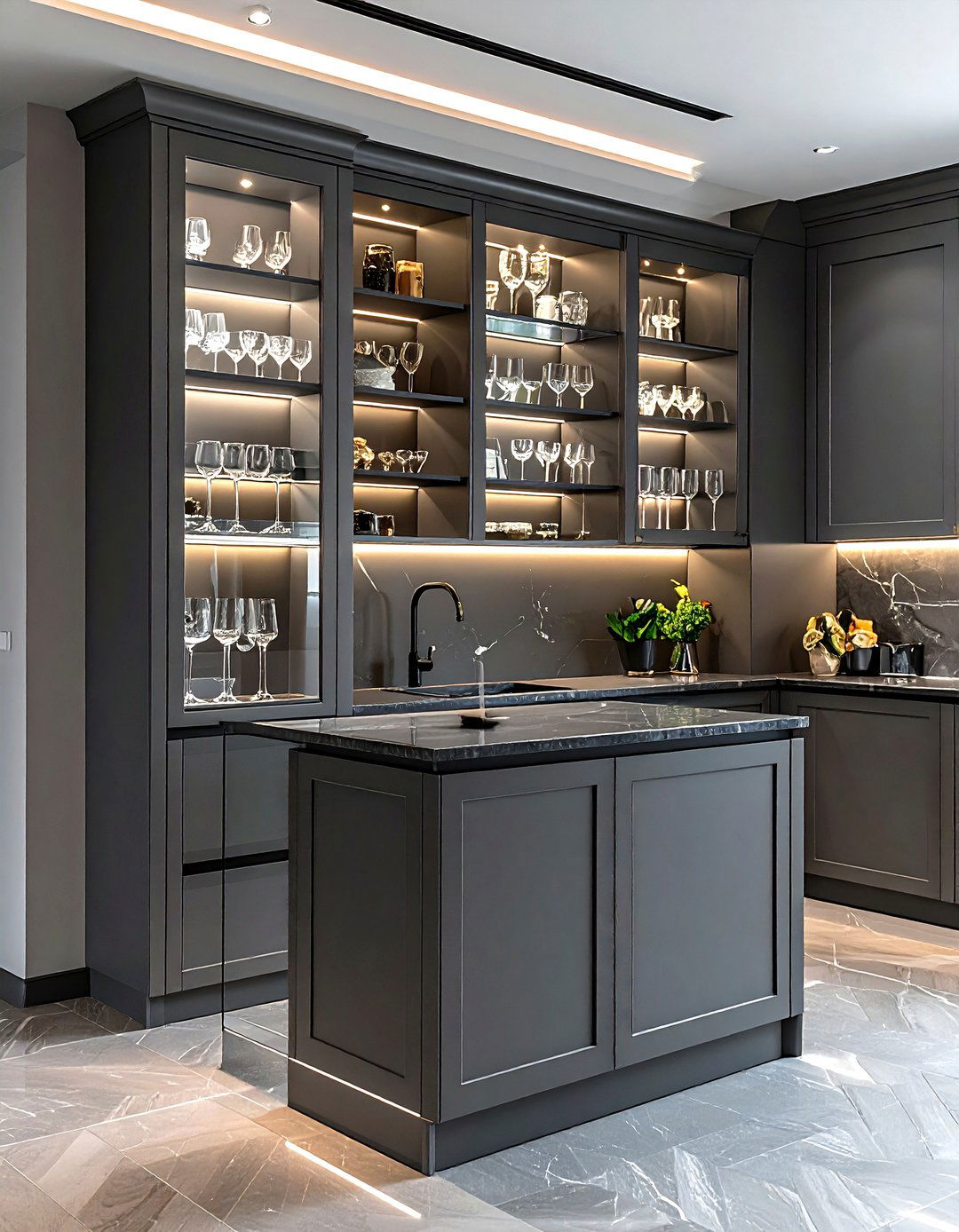 Gray Kitchen Display Cabinet - 30 gray kitchen furniture ideas