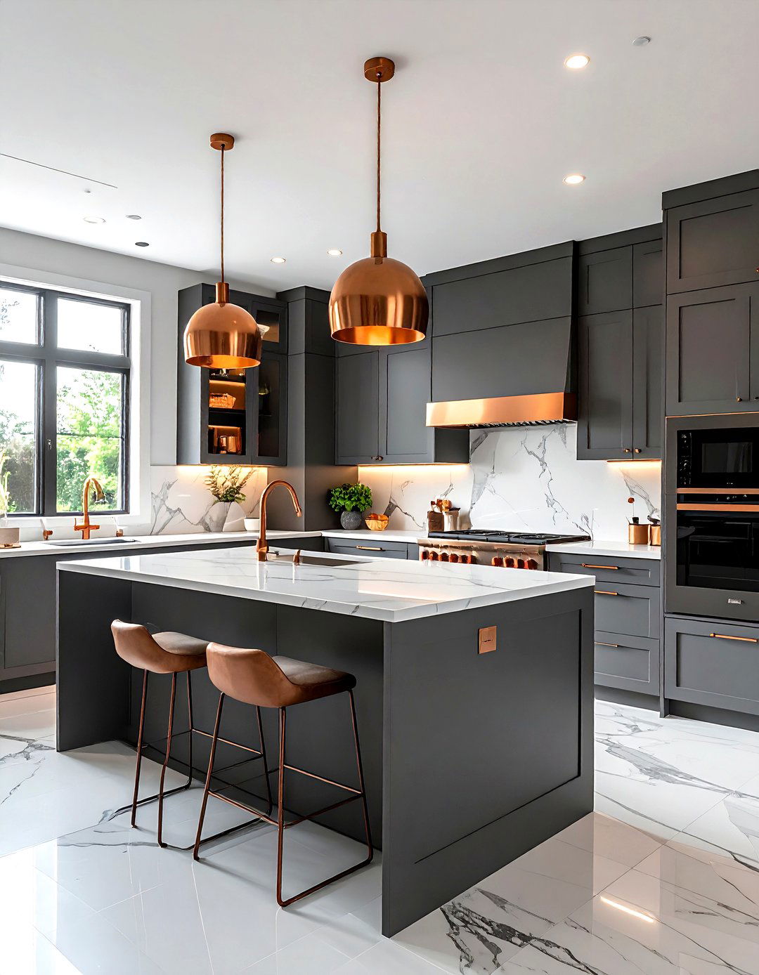 Gray Kitchen With Copper Accents - 30 gray kitchen design ideas