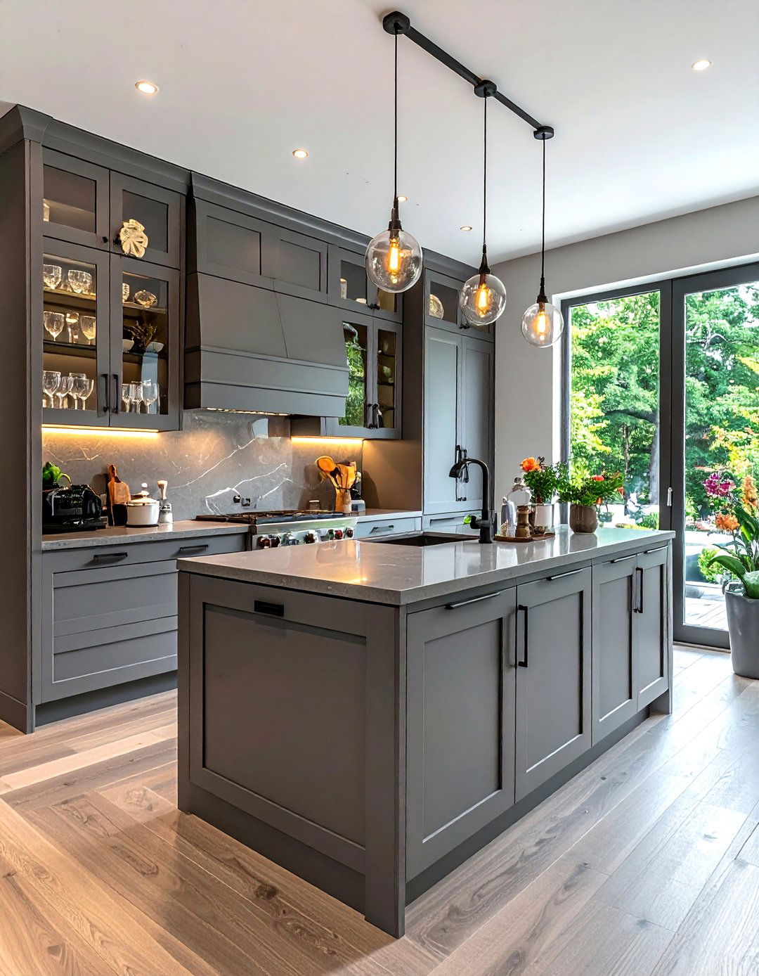 Gray Kitchen With Glass Front Cabinets - 30 gray kitchen design ideas