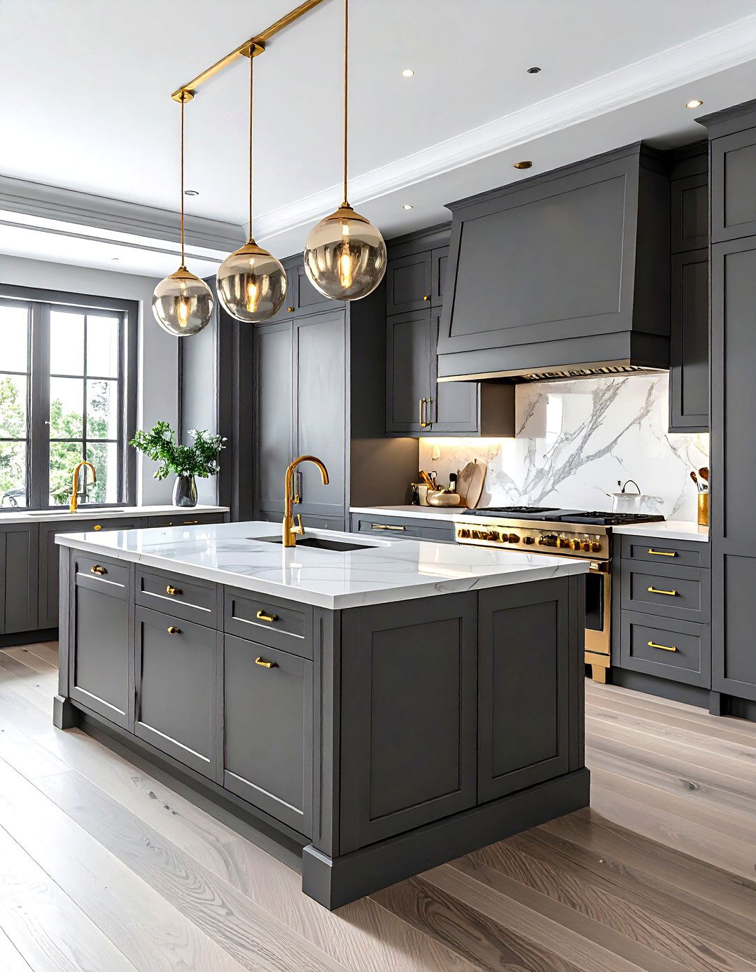 Gray Kitchen With Gold Accents - 30 gray kitchen design ideas