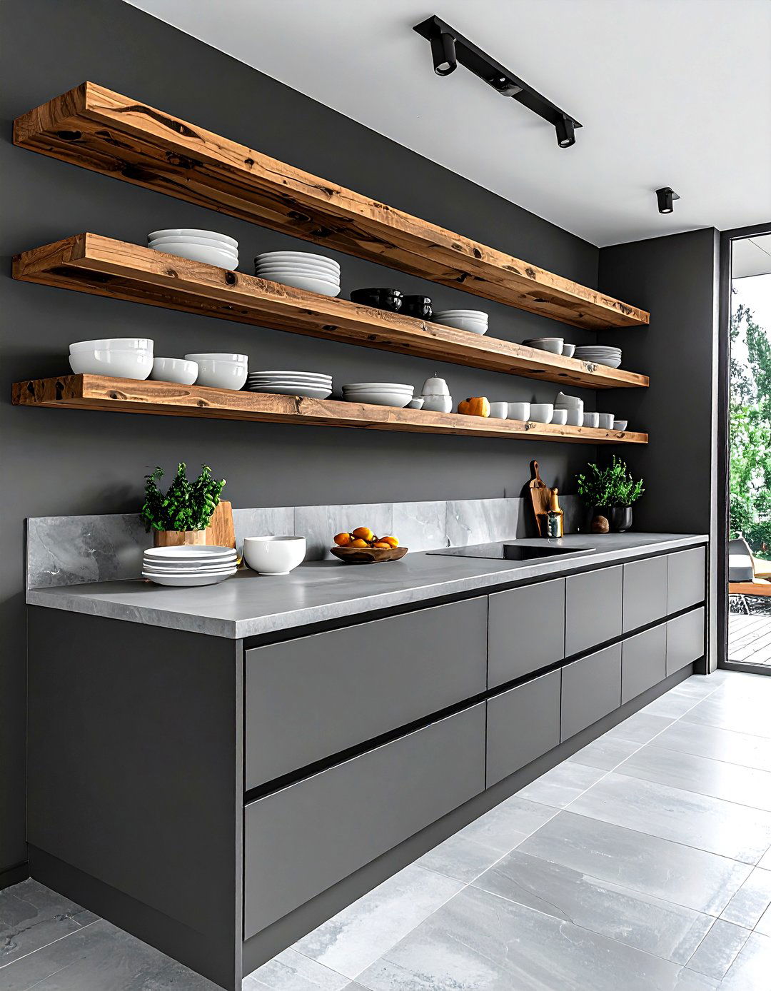 Gray Kitchen With Open Shelving - 30 gray kitchen design ideas
