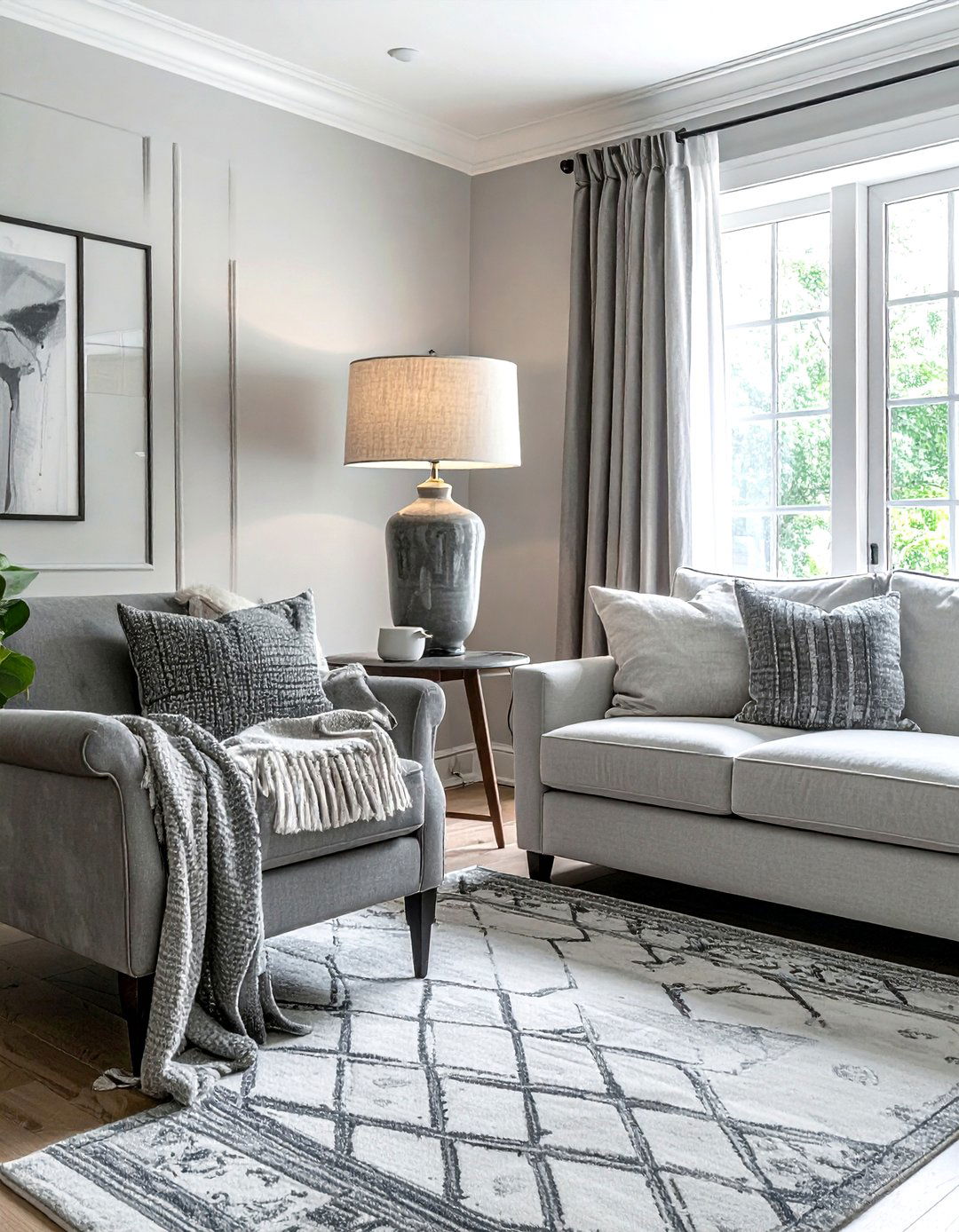 Gray Linen Lampshade - 30 gray living room accessories ideas