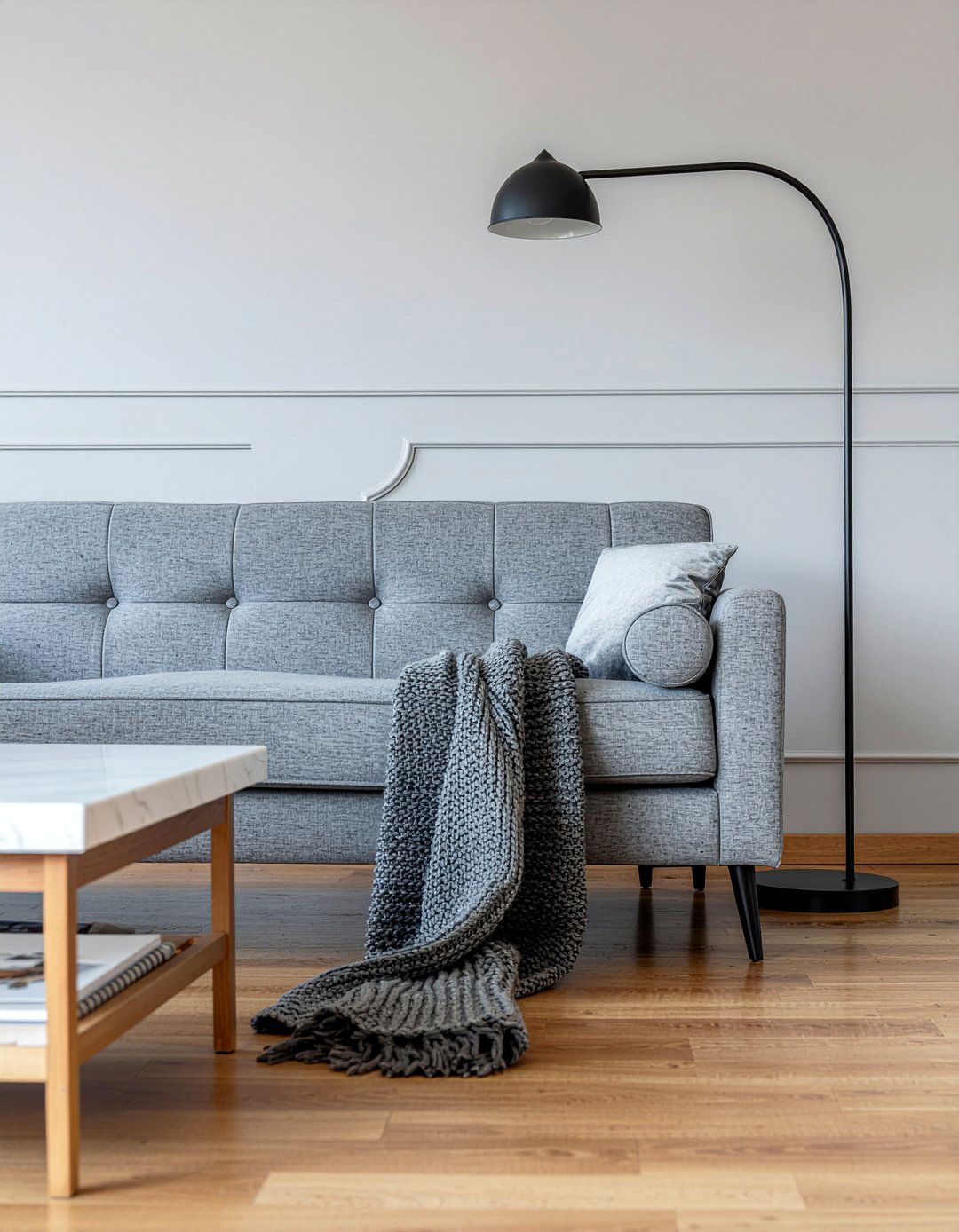 Gray Linen Tufted Couch - 30 living room tufted sofa ideas