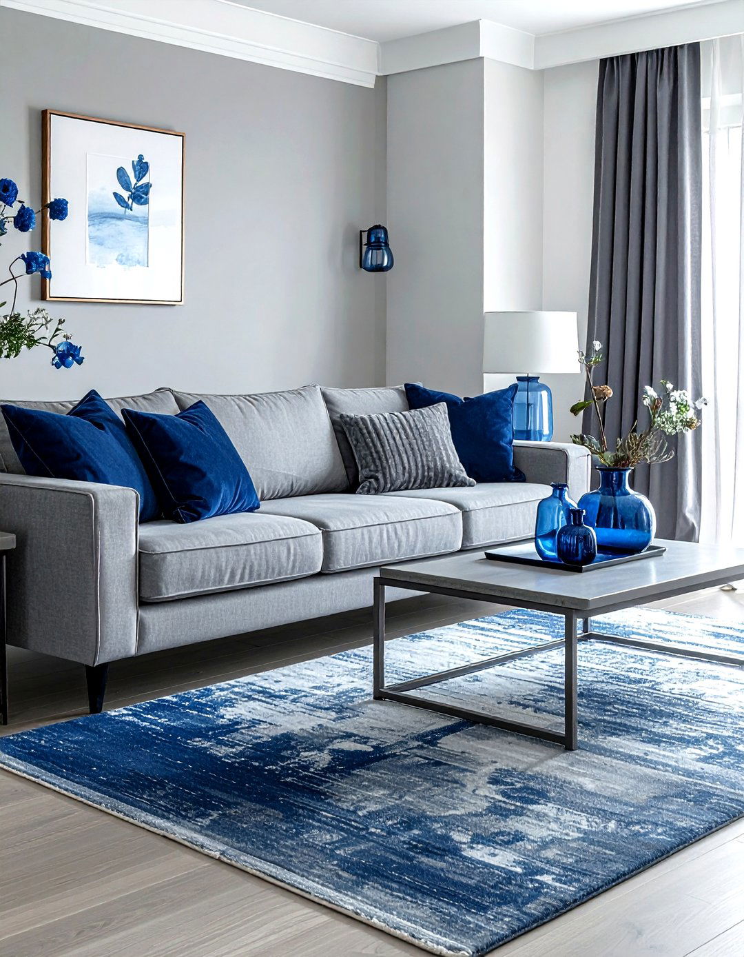 Gray Living Room With Blue Accents - 30 gray living room design ideas