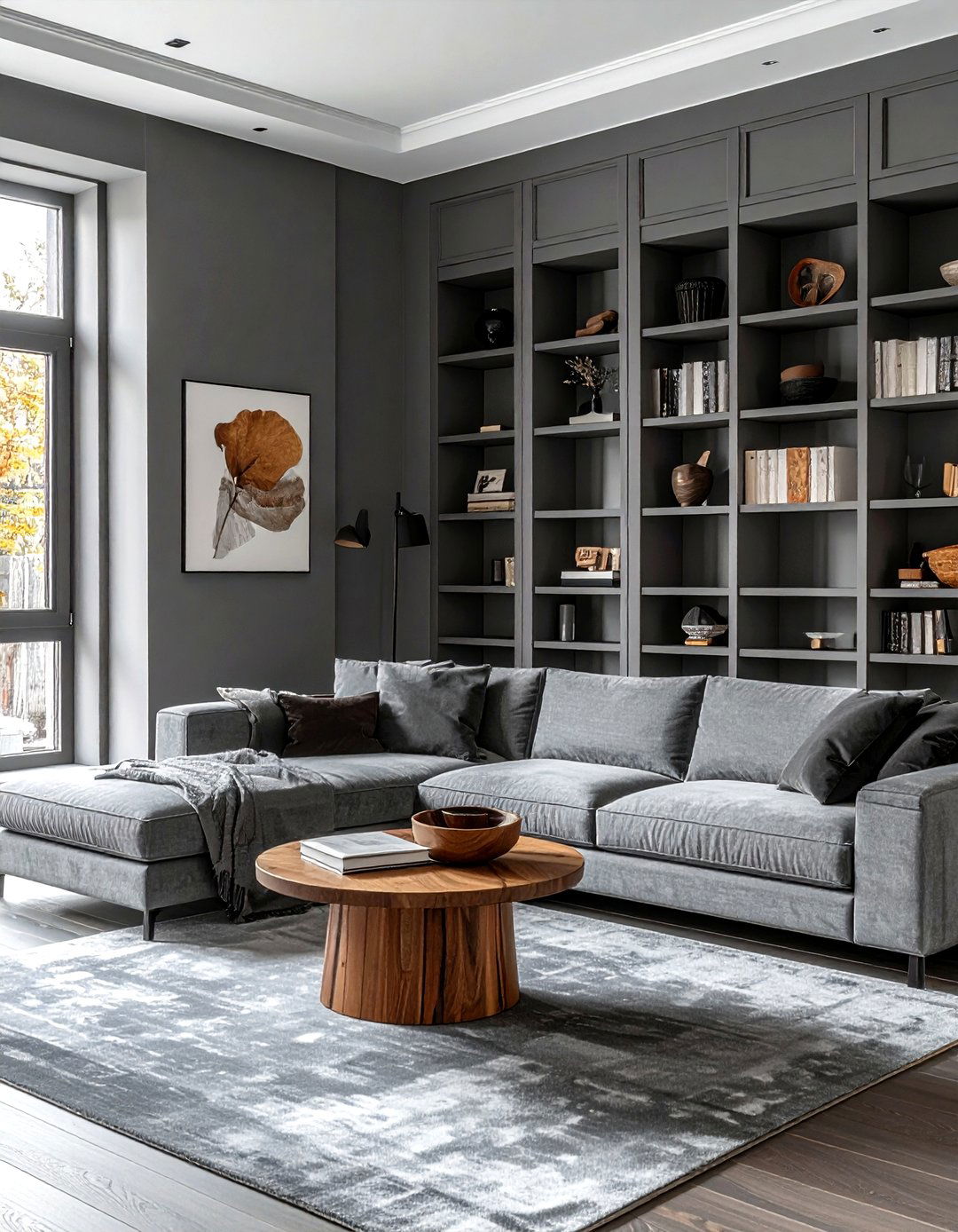 Gray Living Room With Built In Shelves - 30 gray living room design ideas