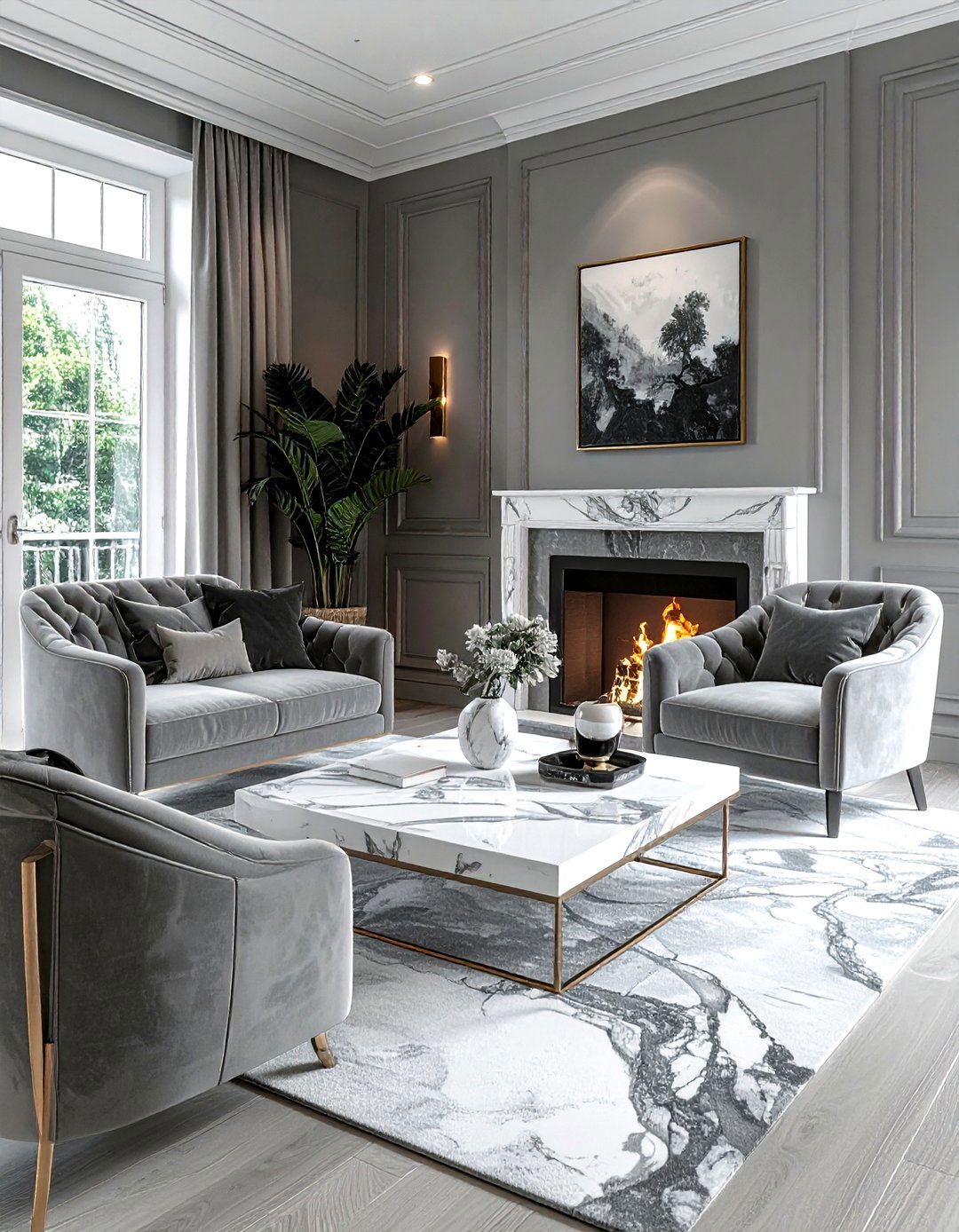 Gray Living Room With Marble - 30 gray living room ideas