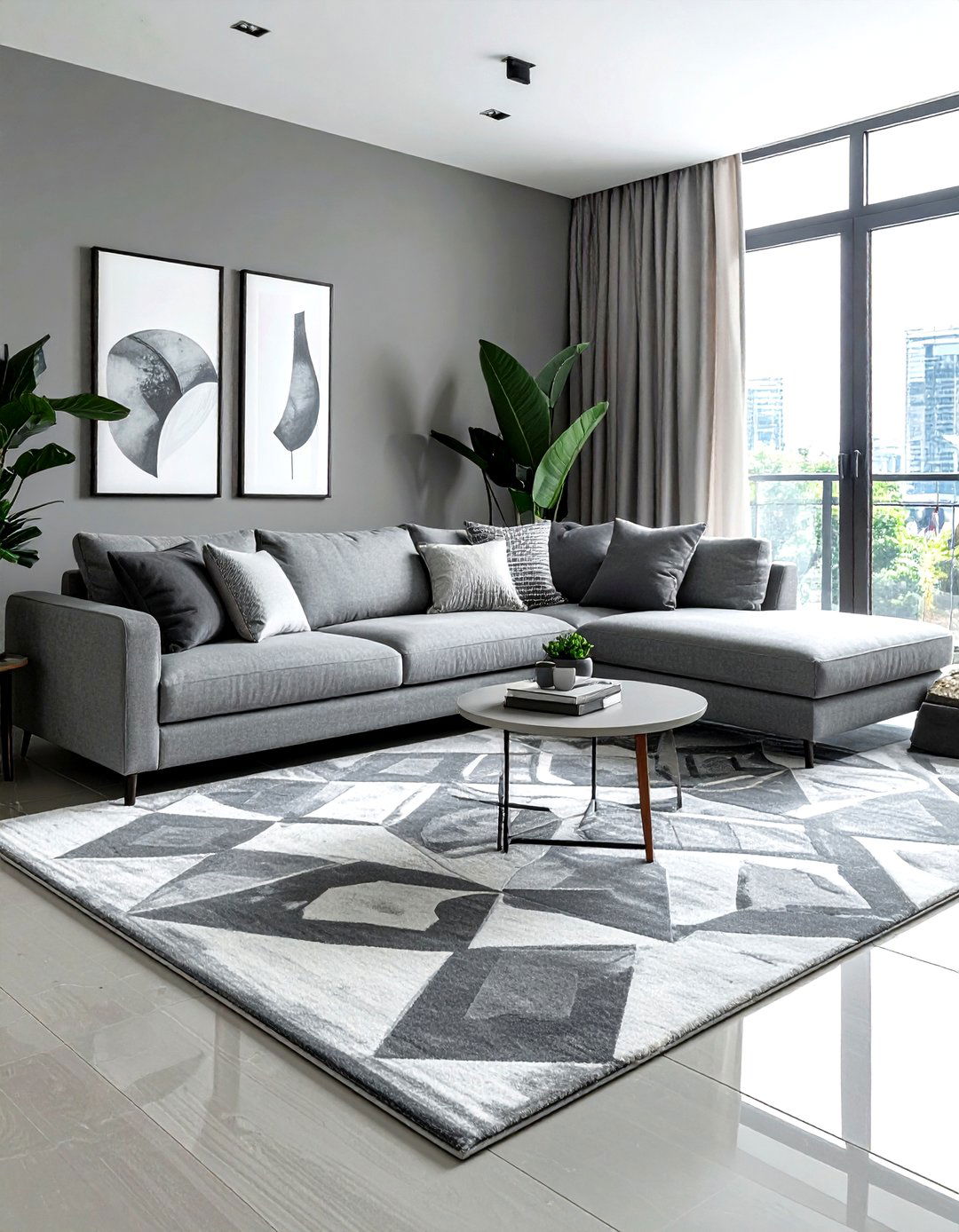 Gray Living Room With Patterned Rug - 30 gray living room design ideas
