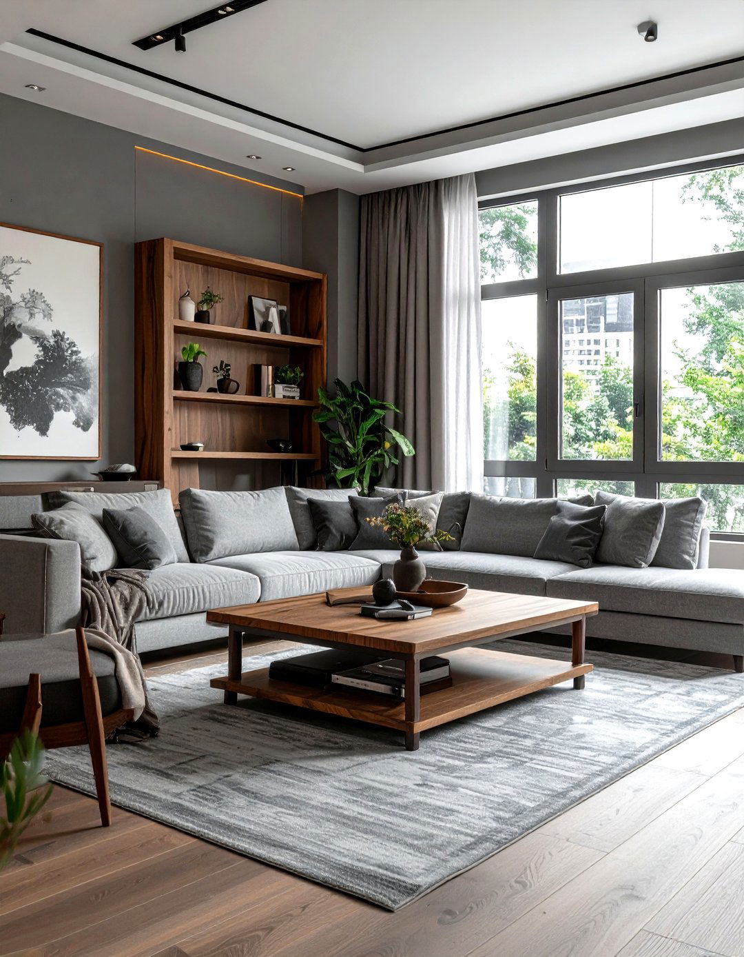 Gray Living Room With Wood Accents - 30 gray living room design ideas