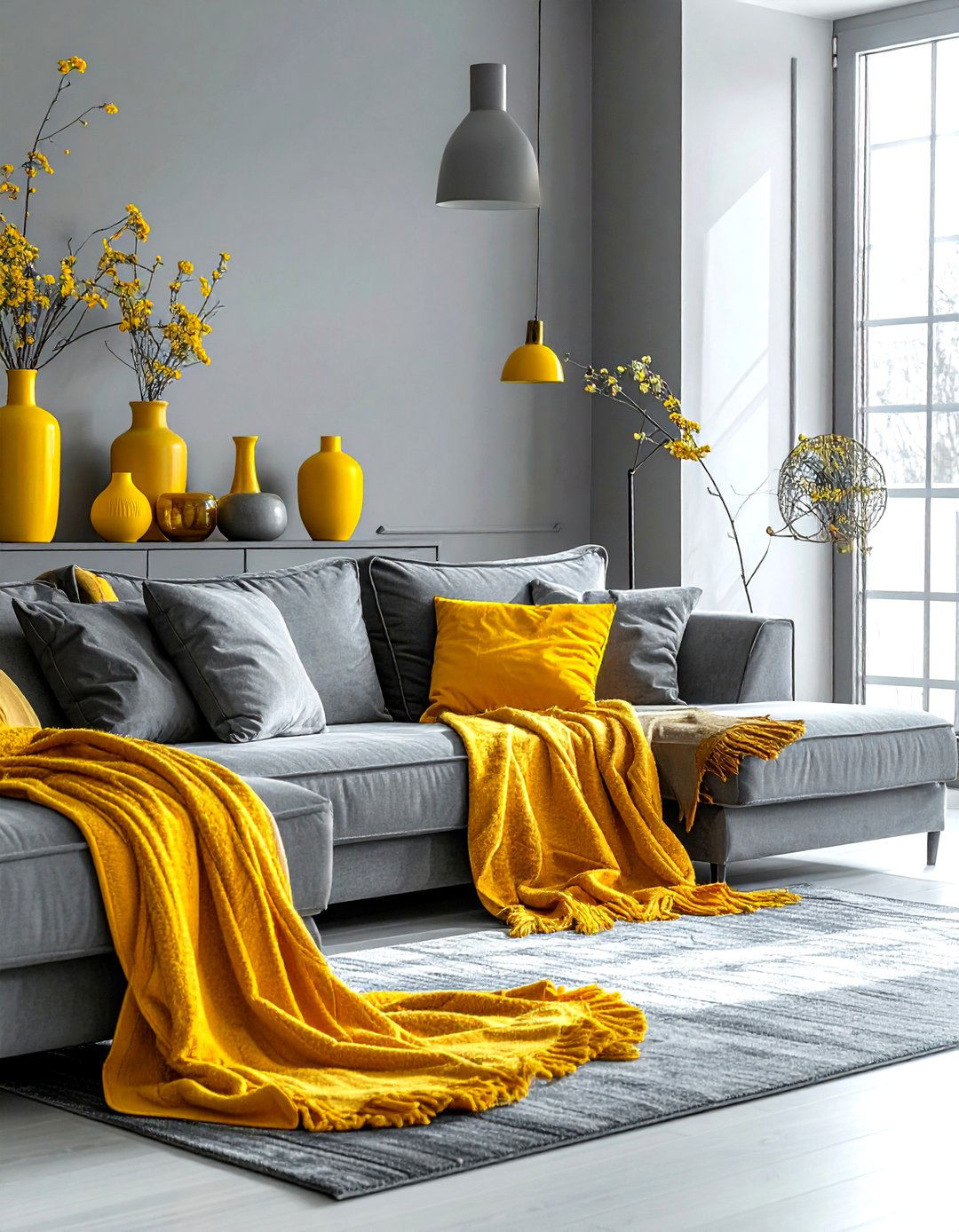 Gray Living Room With Yellow Accents - 30 gray living room design ideas