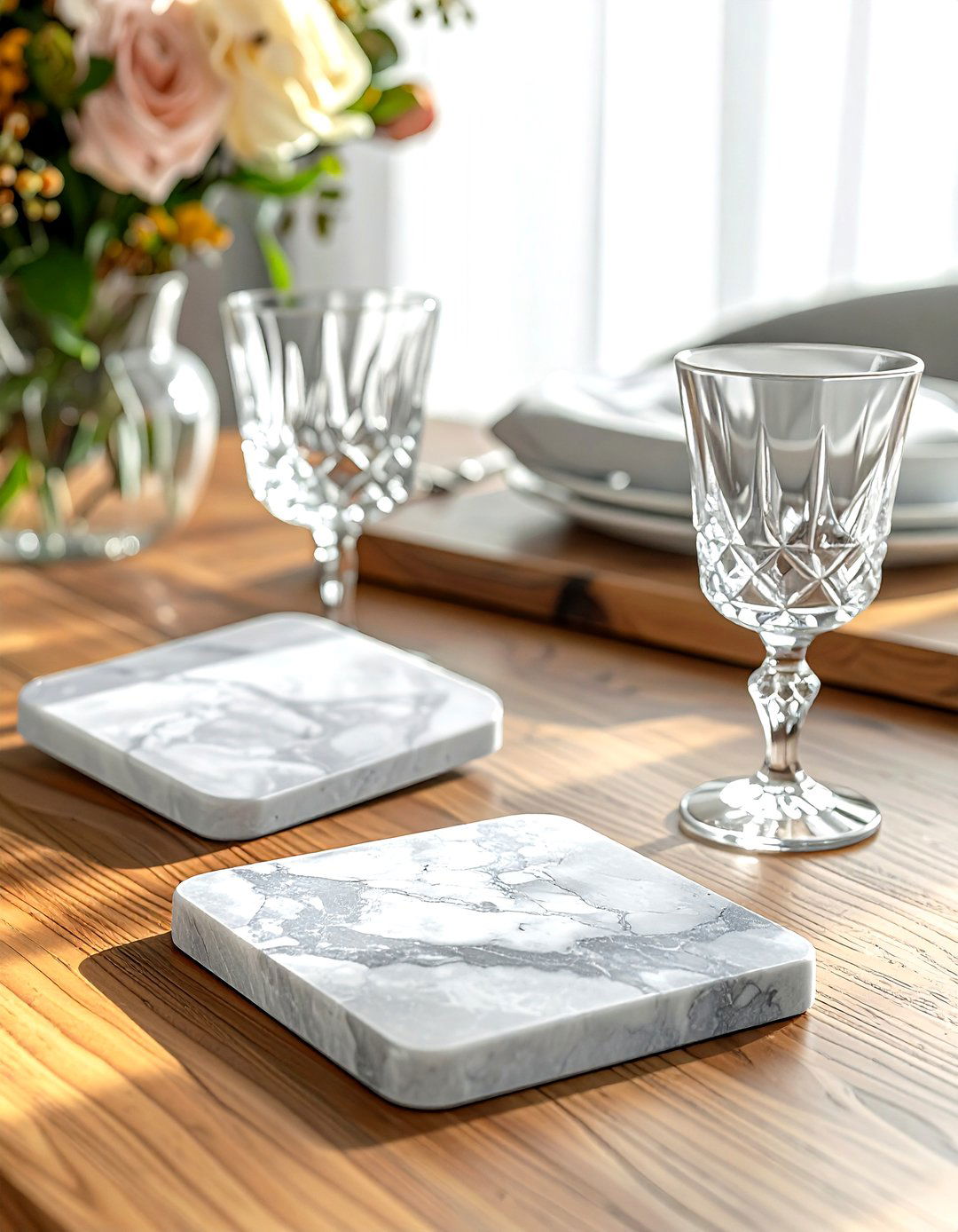 Gray Marble Coasters - 30 gray dining room accessories ideas