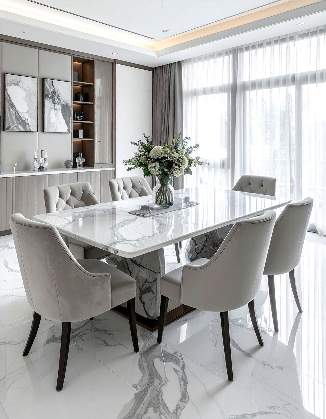 Gray Marble Dining Set - 30 gray dining room furniture ideas