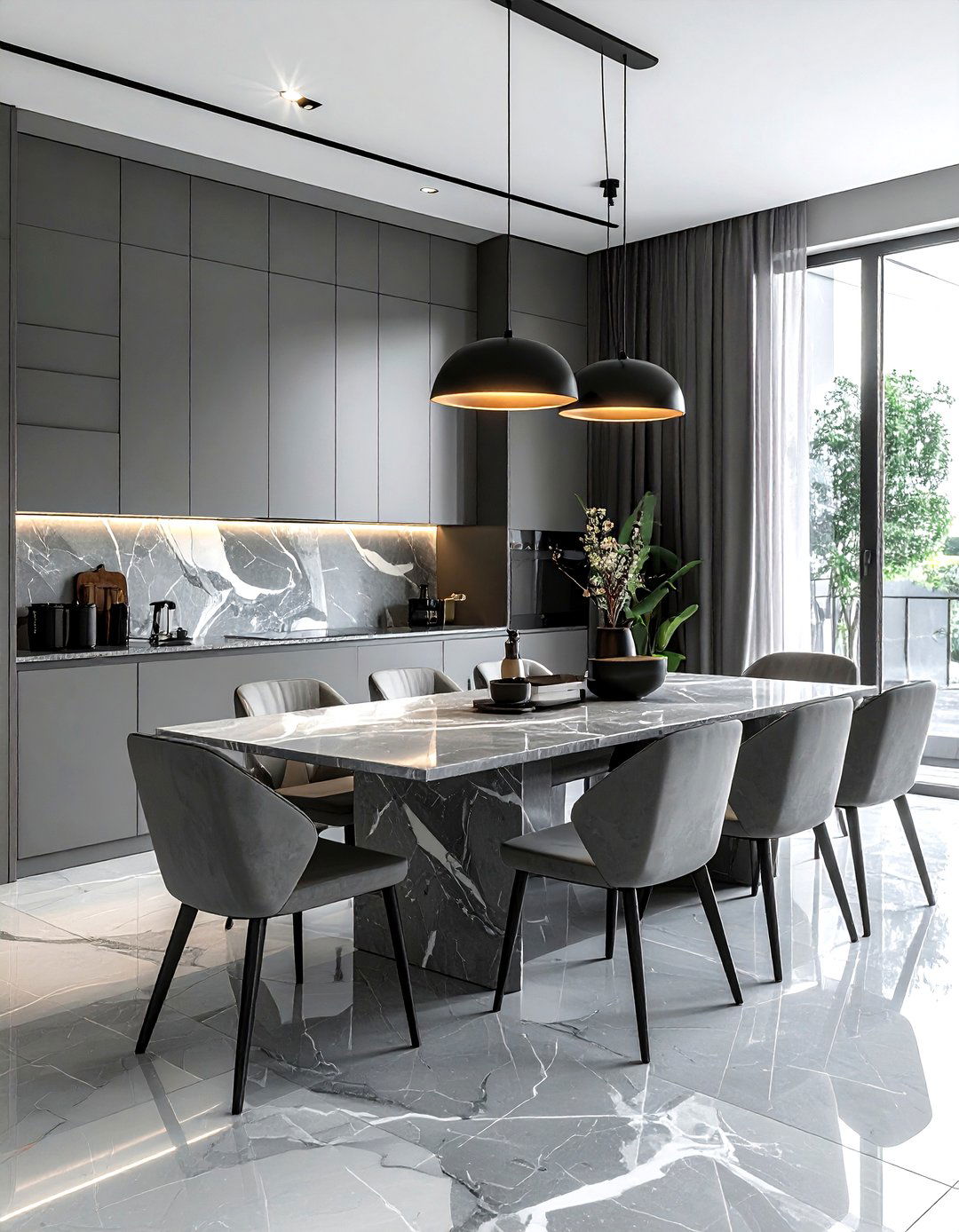 Gray Marble Dining Table - 30 gray dining room decor ideas