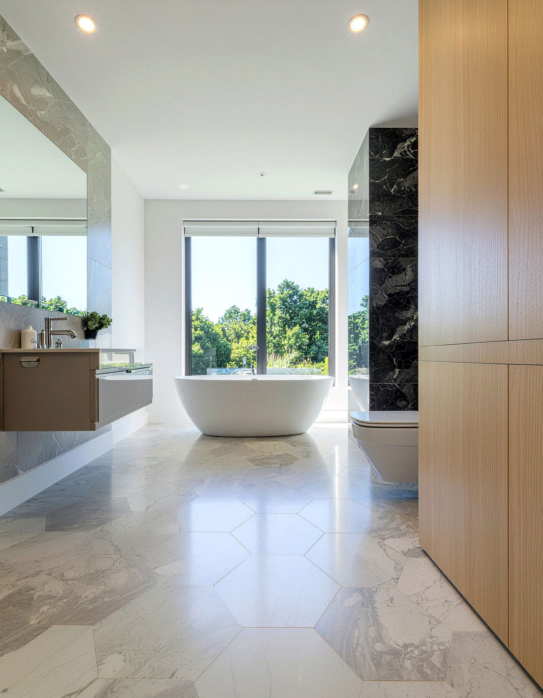 Gray Marble Hexagon Bathroom Floor - 30 marble hexagon tile bathroom ideas