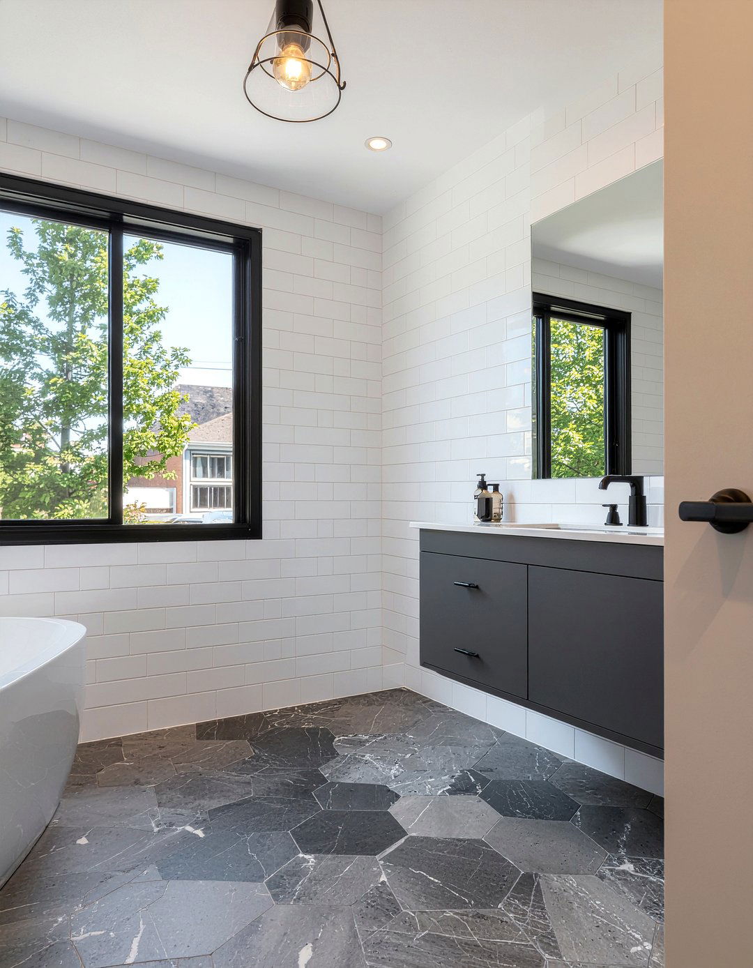 Gray Marble Hexagon Tile - 30 marble tile bathroom ideas