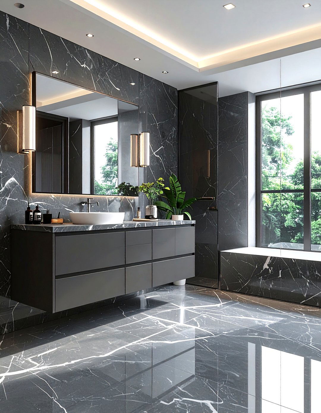 Gray Marble Vanity - 30 single vanity ideas