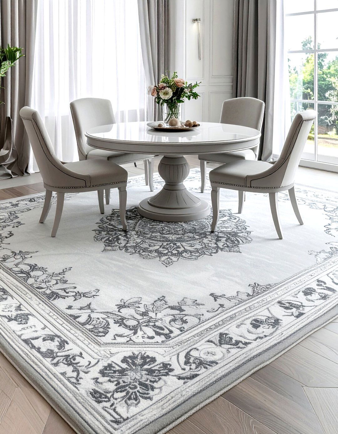 Gray Medallion Rug - 30 indoor outdoor rug dining room ideas