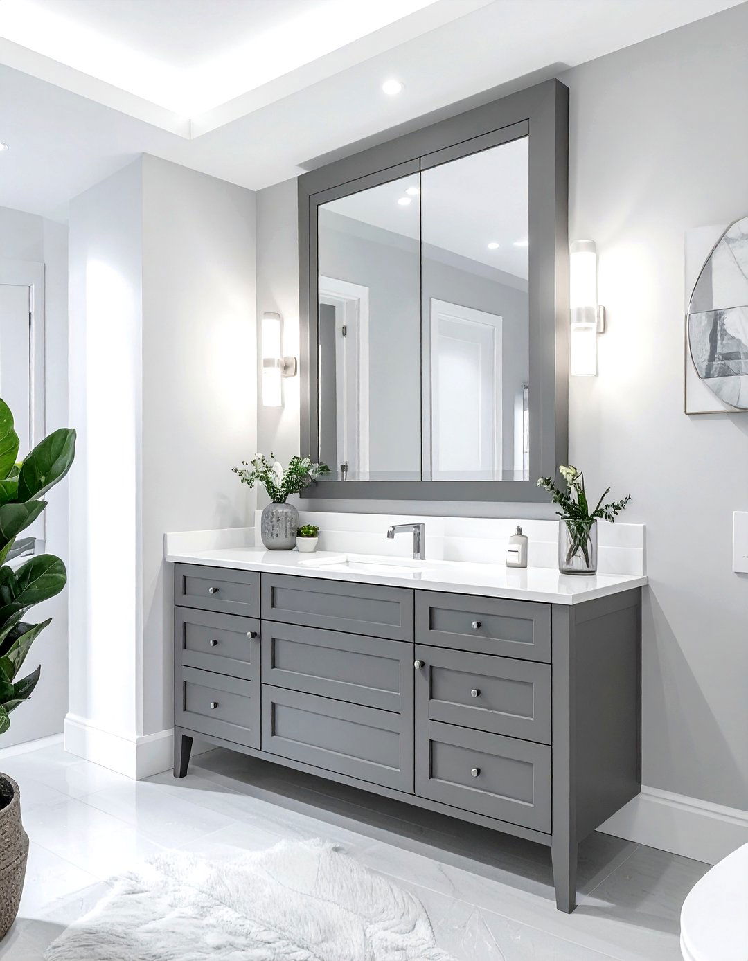 Gray Mirror Cabinet - 30 gray bathroom furniture ideas
