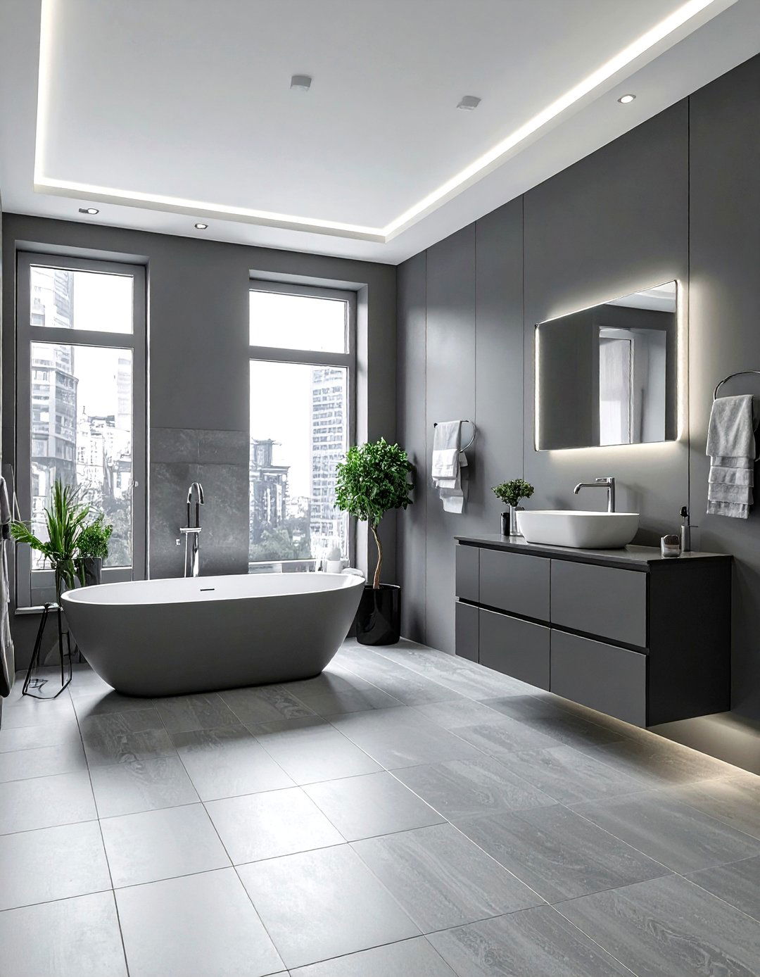 Gray Monochromatic Bathroom - 30 urban bathroom ideas