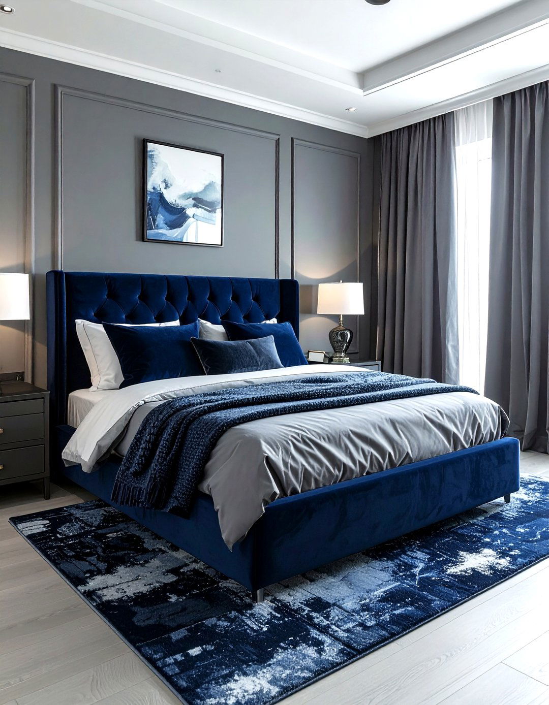 Gray Navy Blue - 30 contemporary gray bedroom ideas