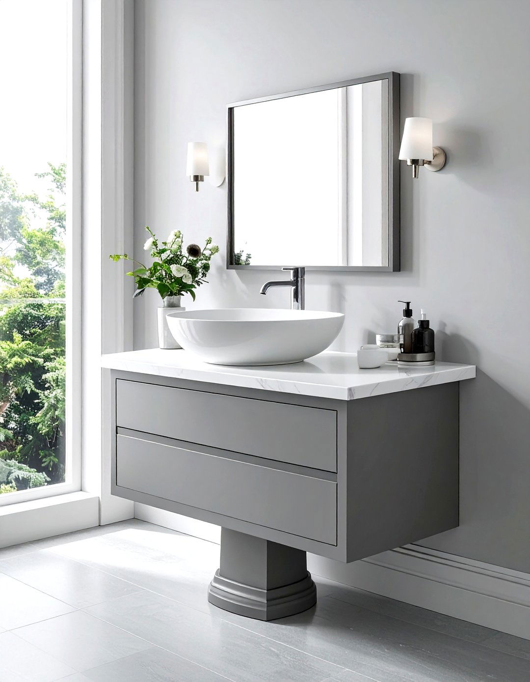 Gray Pedestal Sink Cabinet - 30 gray bathroom furniture ideas