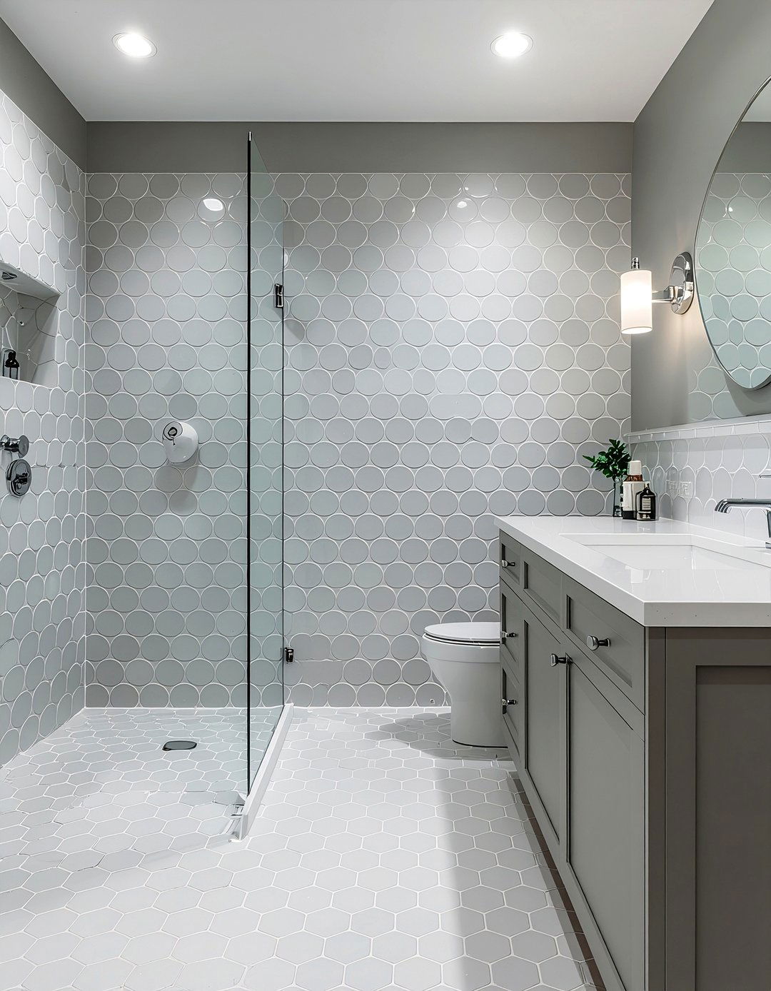 Gray Penny Tile Bathroom - 30 cool gray bathroom ideas