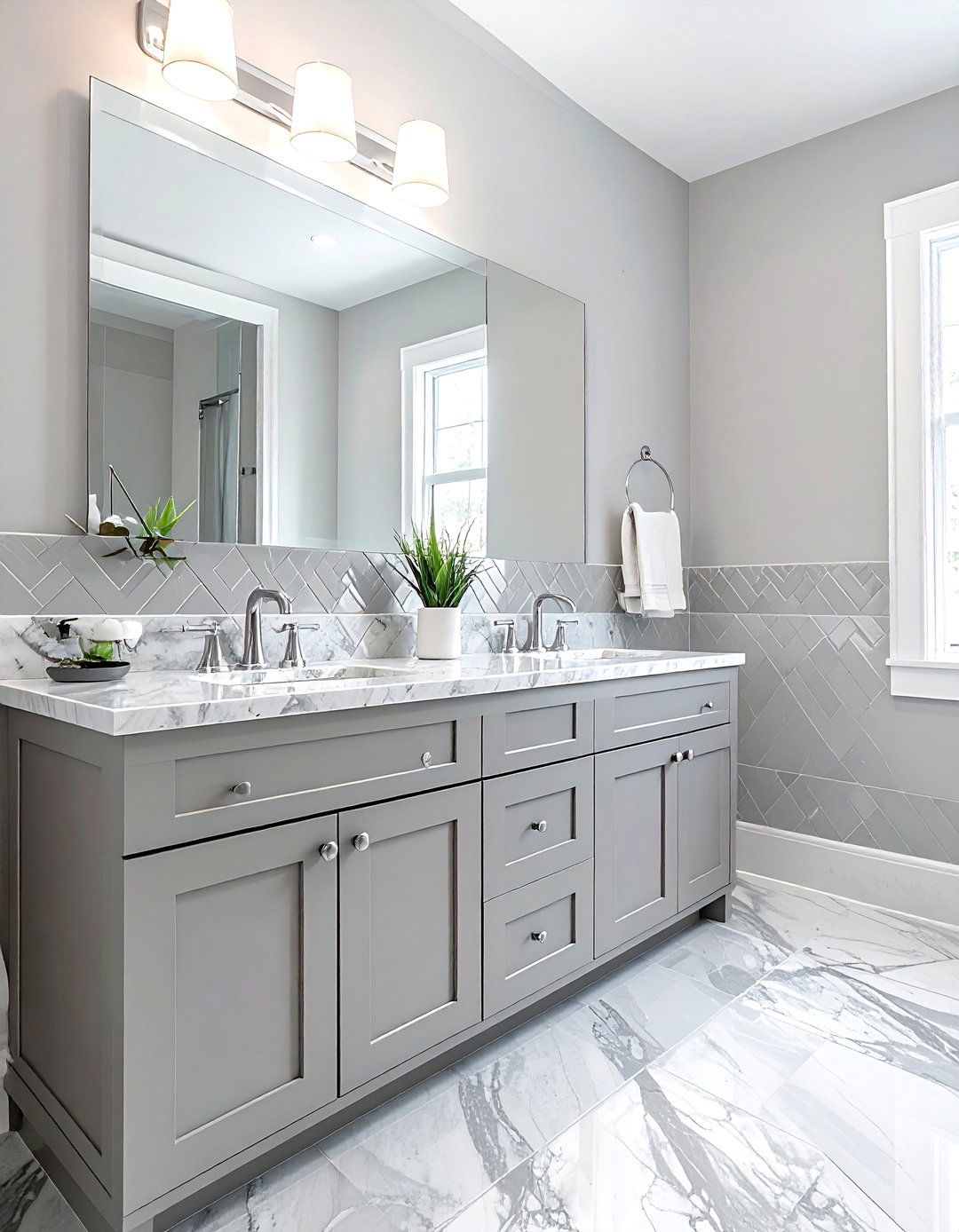 Gray Picket Tile Backsplash - 30 picket tile bathroom ideas