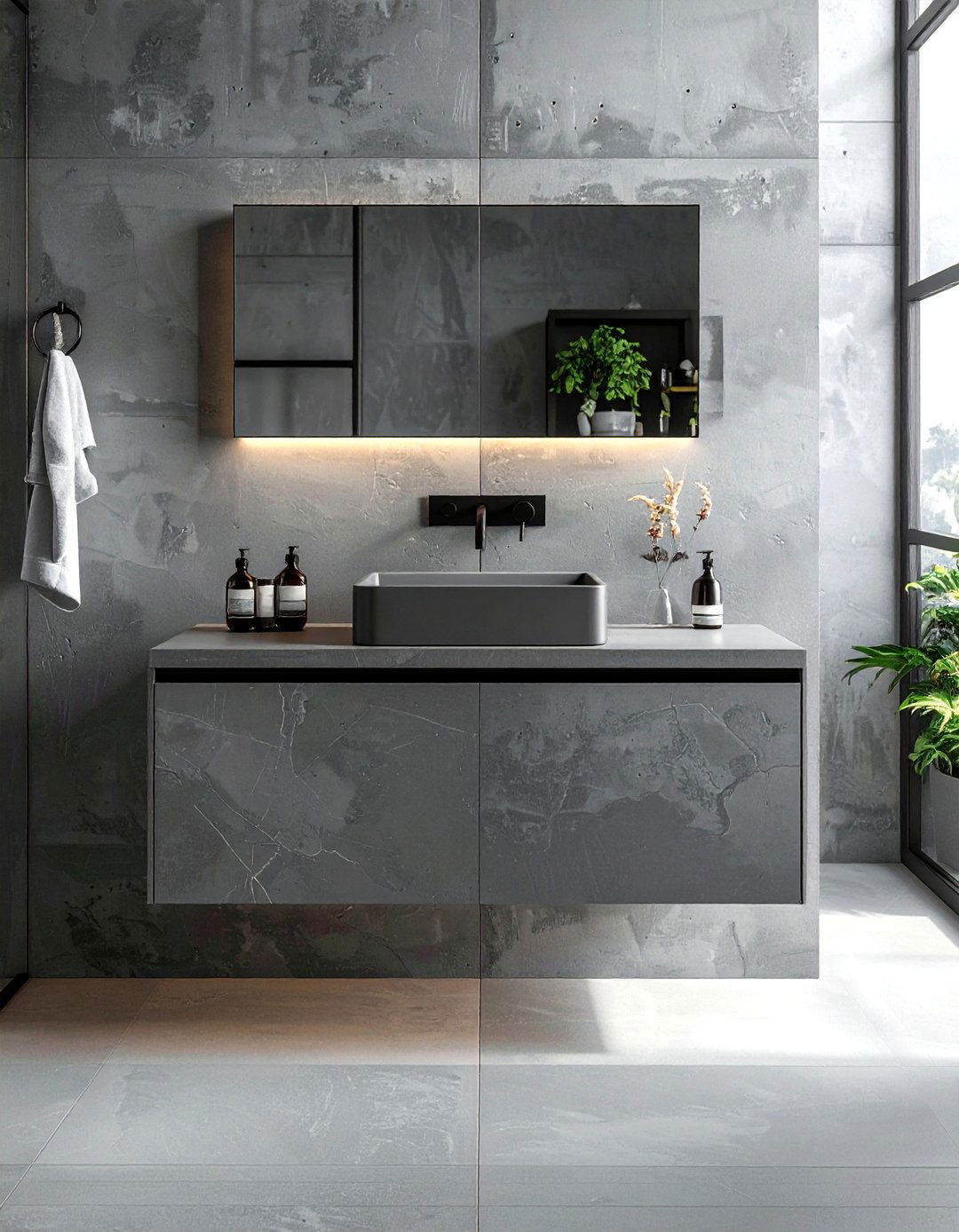 Gray Quartz Countertop - 30 bathroom vanity countertop ideas