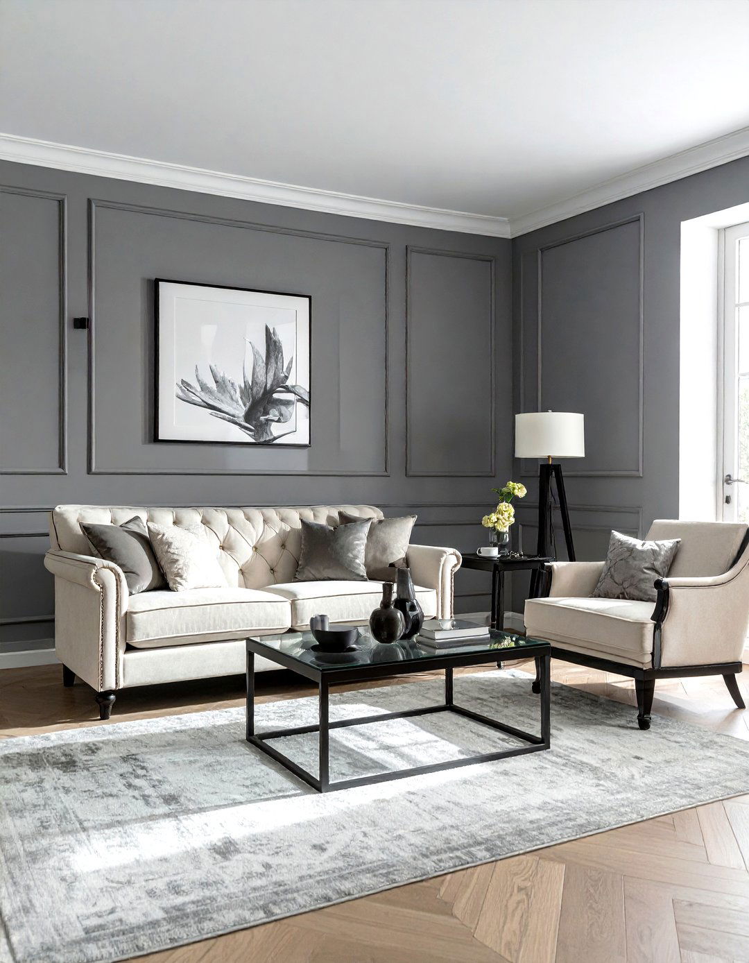 Gray Recessed Wall Molding - 30 living room recessed panel ideas