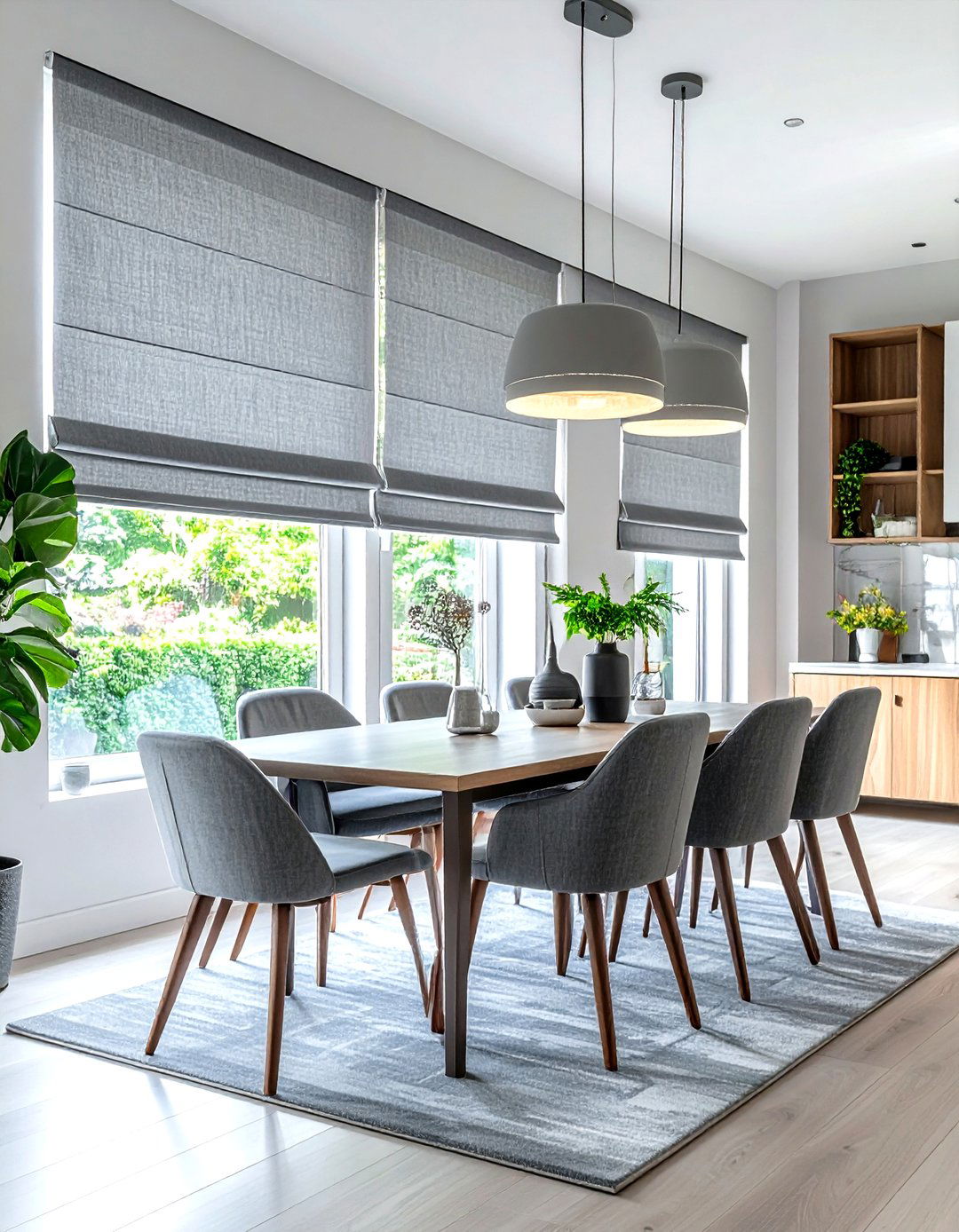 Gray Roman Shades - 30 gray dining room accessories ideas