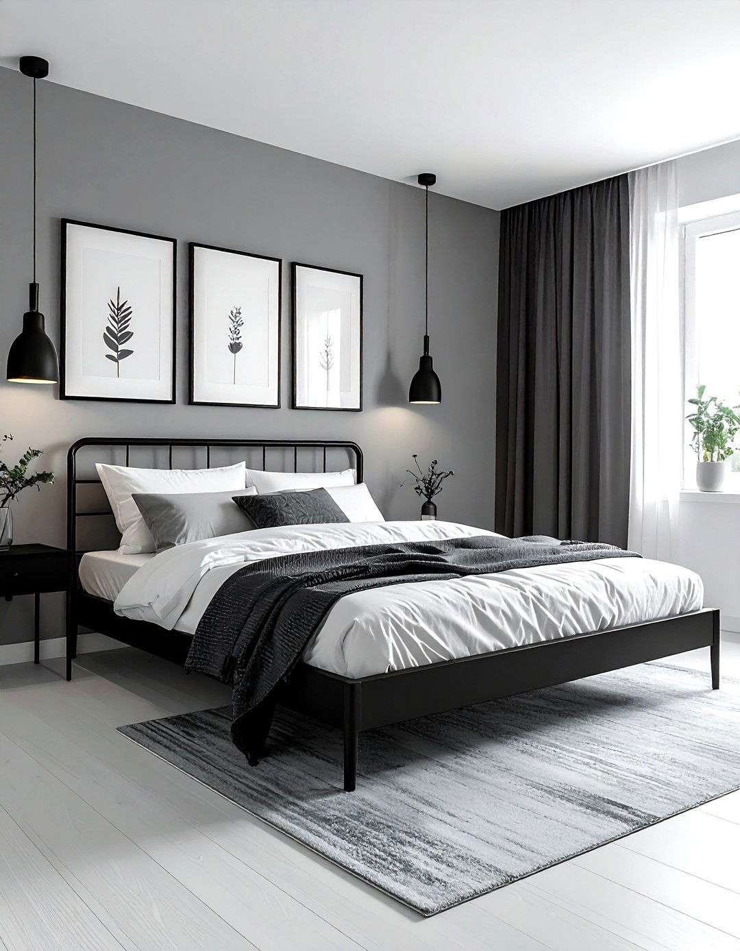 Gray Scandinavian Bedroom With Black Accents - 30 scandinavian gray bedroom ideas