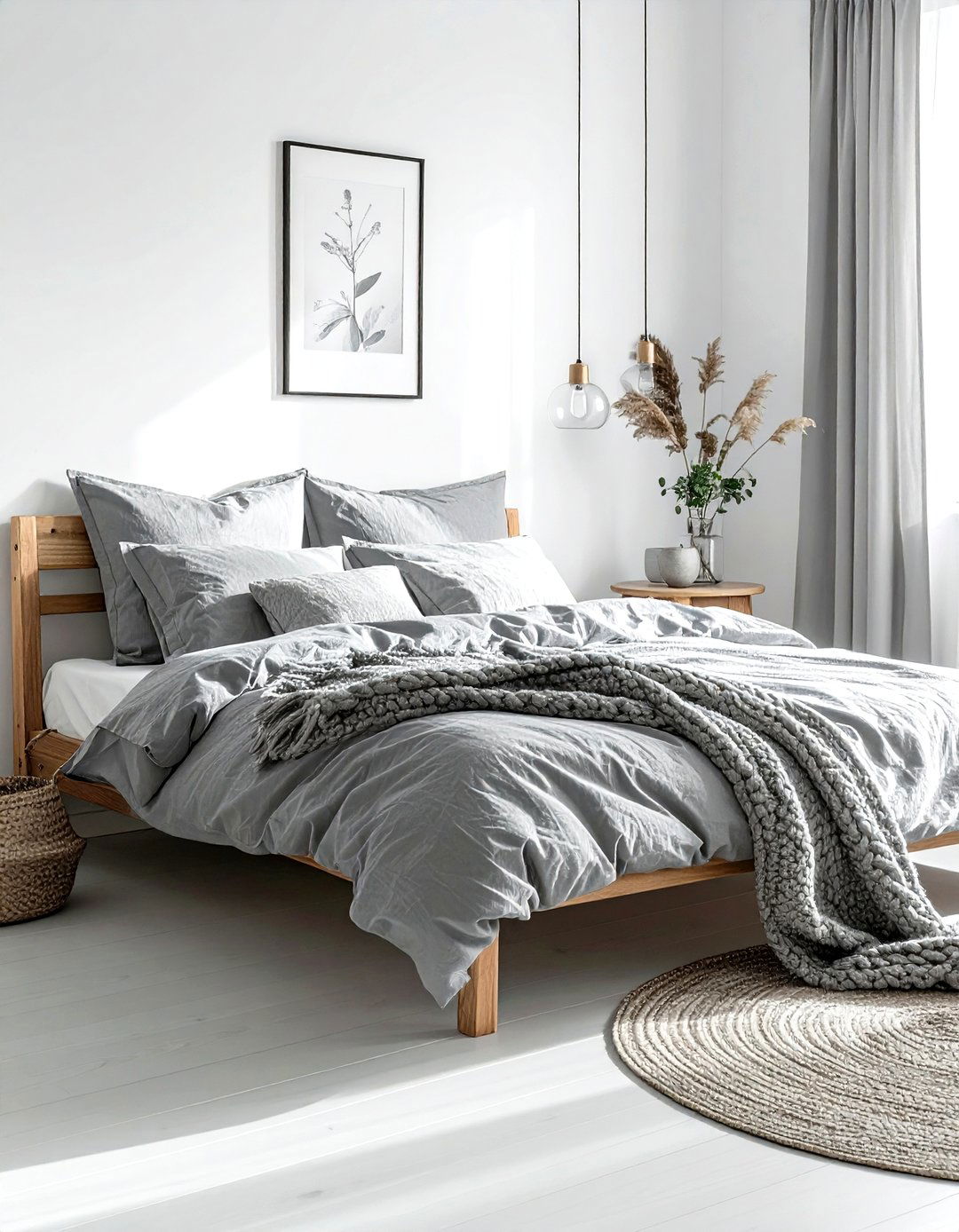 Gray Scandinavian Bedroom With Linen Bedding - 30 scandinavian gray bedroom ideas