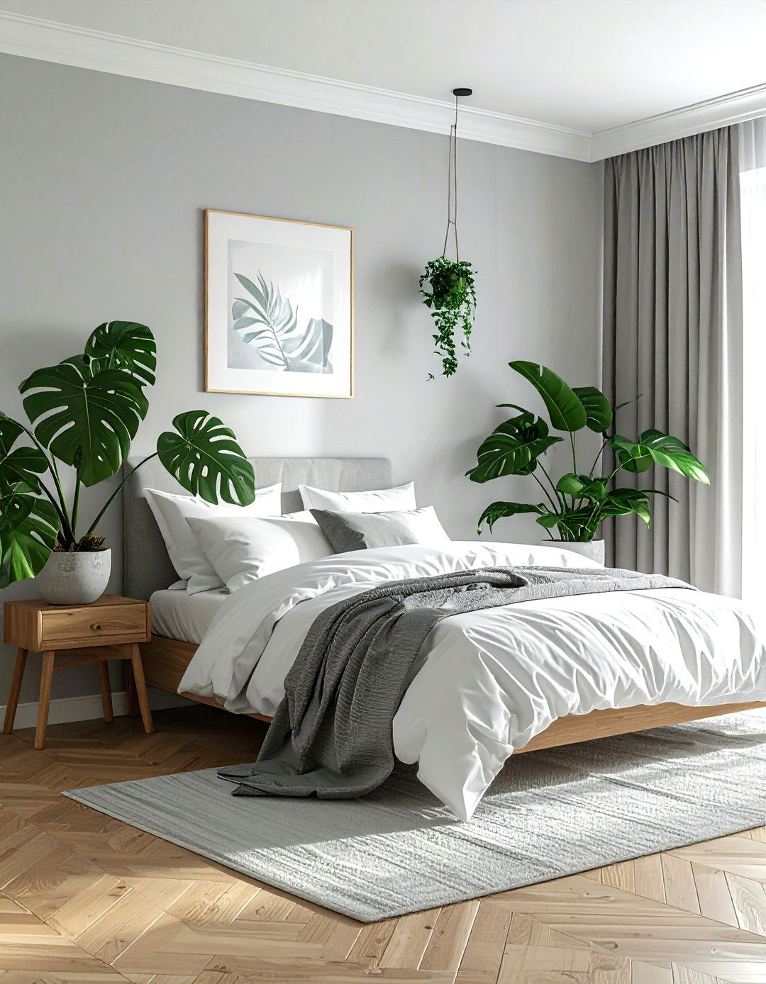 Gray Scandinavian Bedroom With Plants - 30 scandinavian gray bedroom ideas