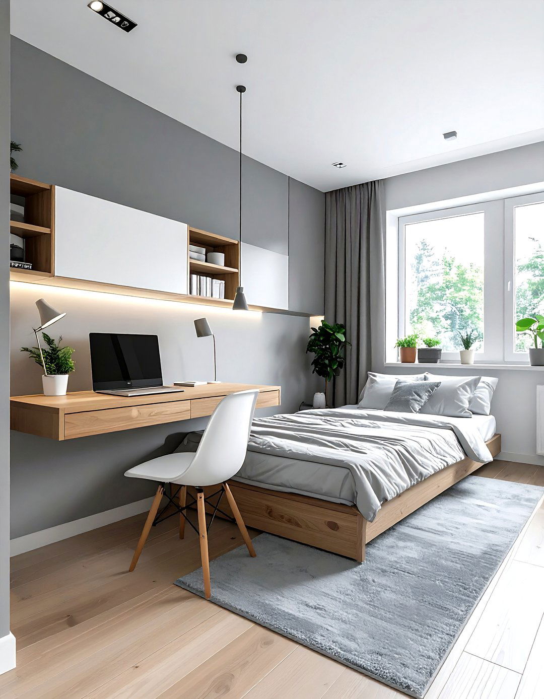 Gray Scandinavian Bedroom With Workspace - 30 scandinavian gray bedroom ideas