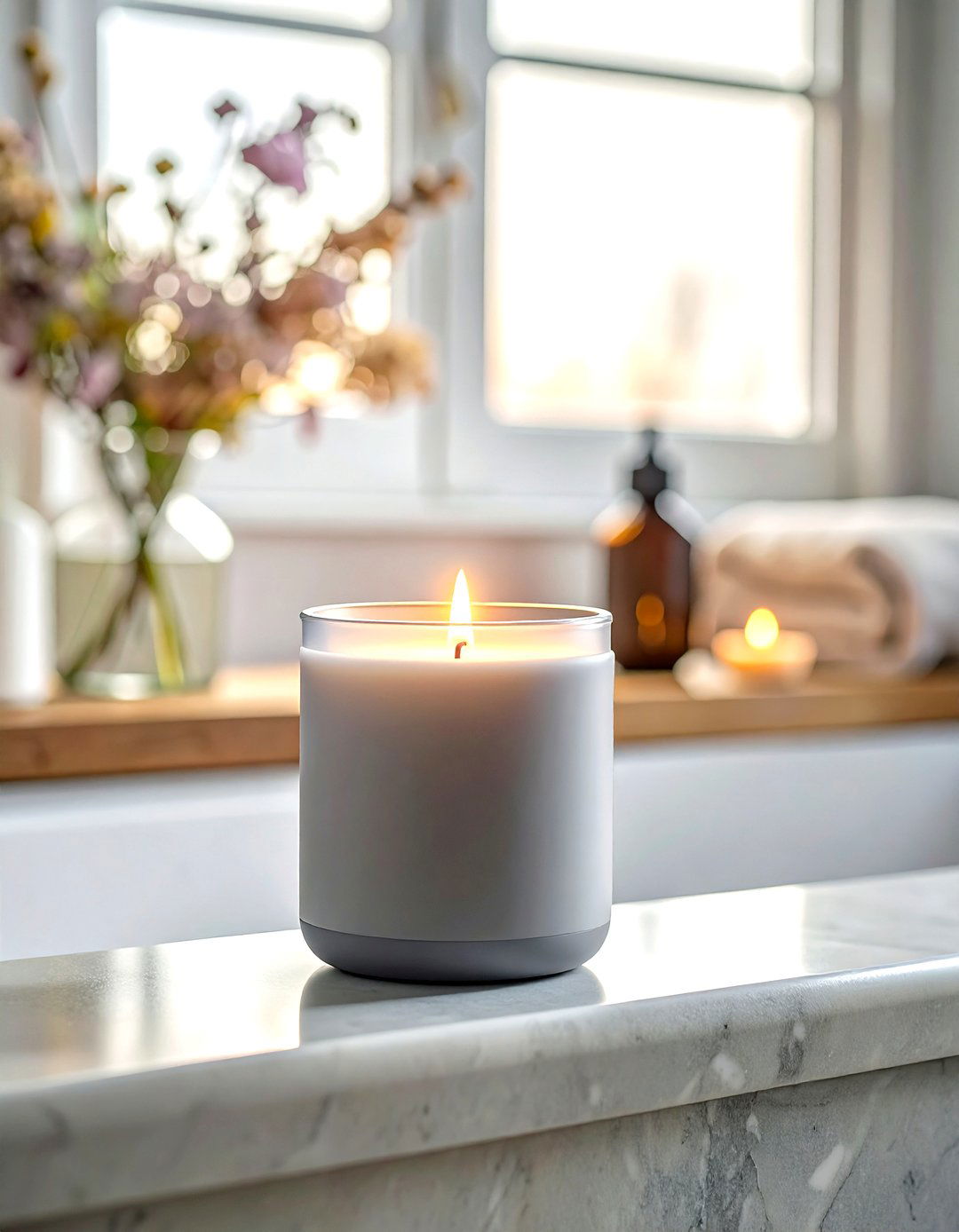 Gray Scented Candle Jar - 30 gray bathroom accessories ideas