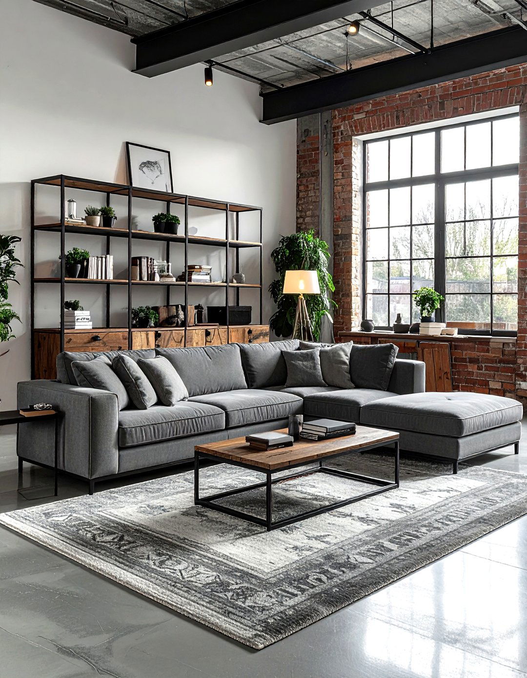 Gray Sectional Sofa In Industrial Space - 30 industrial gray living room ideas