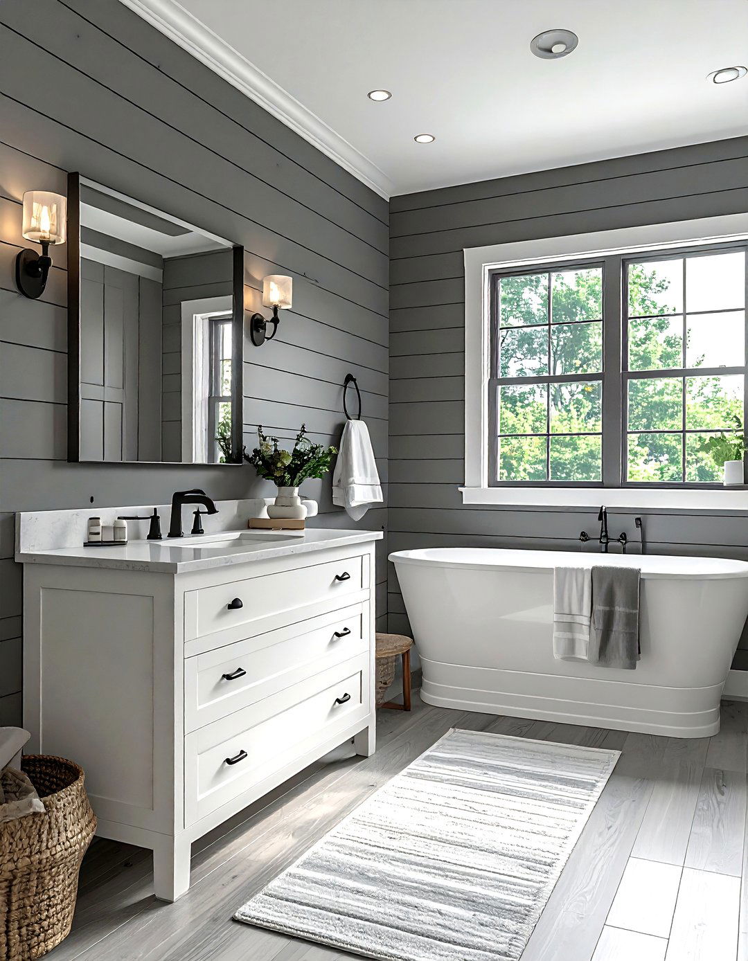 Gray Shiplap Bathroom - 30 gray bathroom design ideas