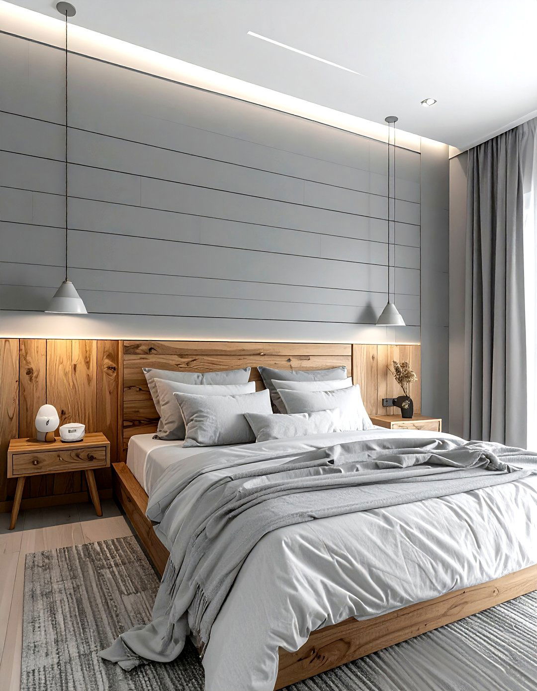 Gray Shiplap Wall - 30 contemporary gray bedroom ideas