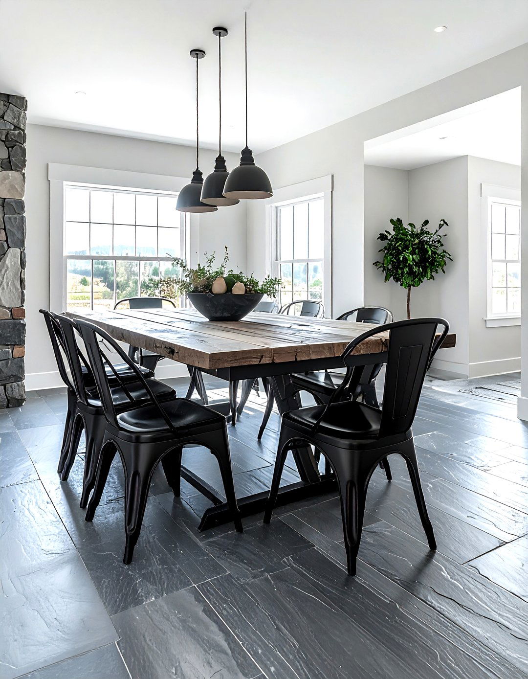 Gray Slate Floor - 30 dining room floor design ideas