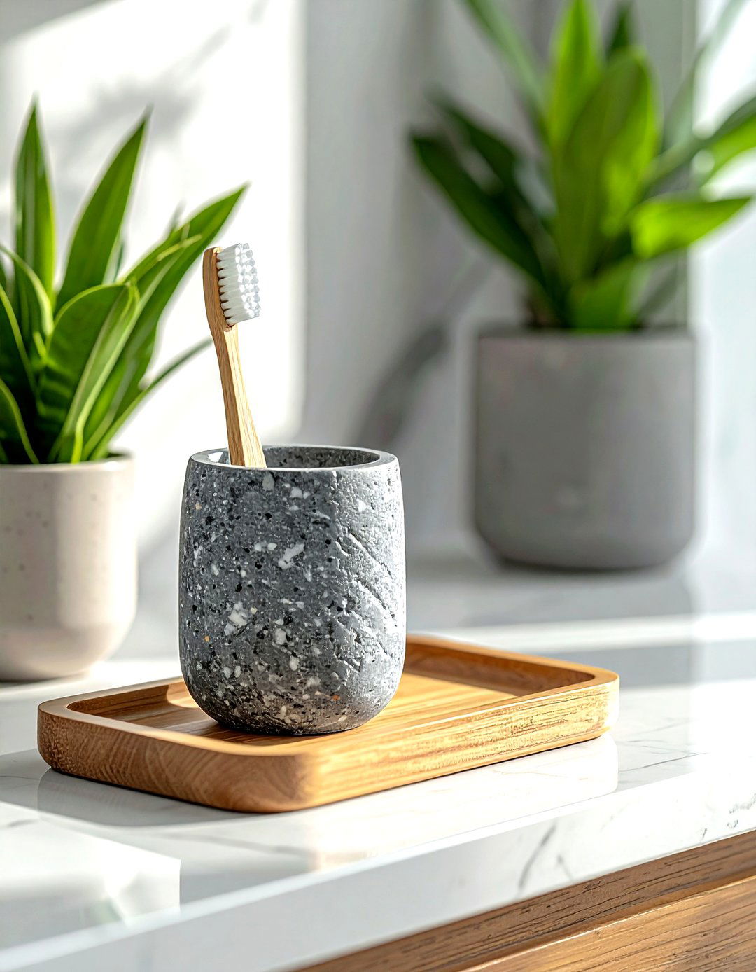 Gray Stone Toothbrush Holder - 30 gray bathroom accessories ideas