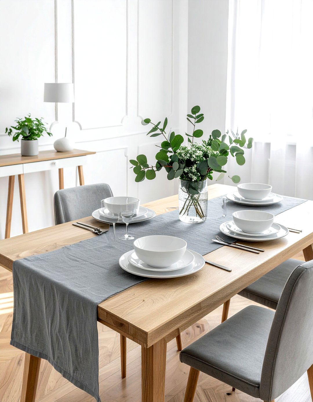 Gray Table Runner - 30 gray dining room accessories ideas