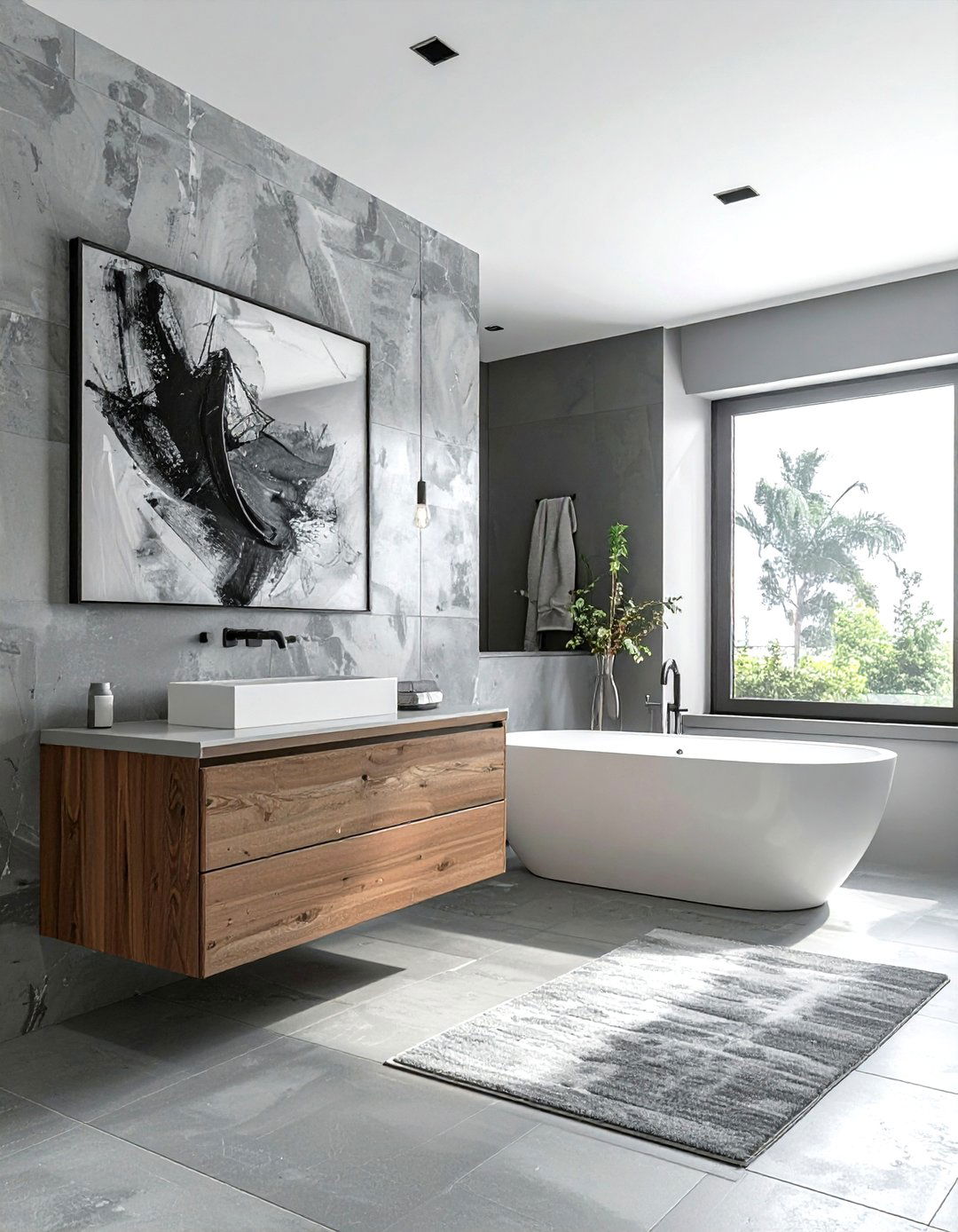Gray Textured Wall Art - 30 gray bathroom accessories ideas